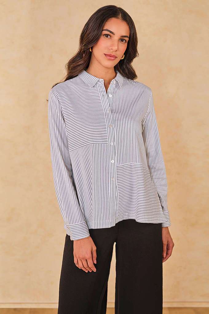 Stripes-Cotton-Collared-Women-s-Top