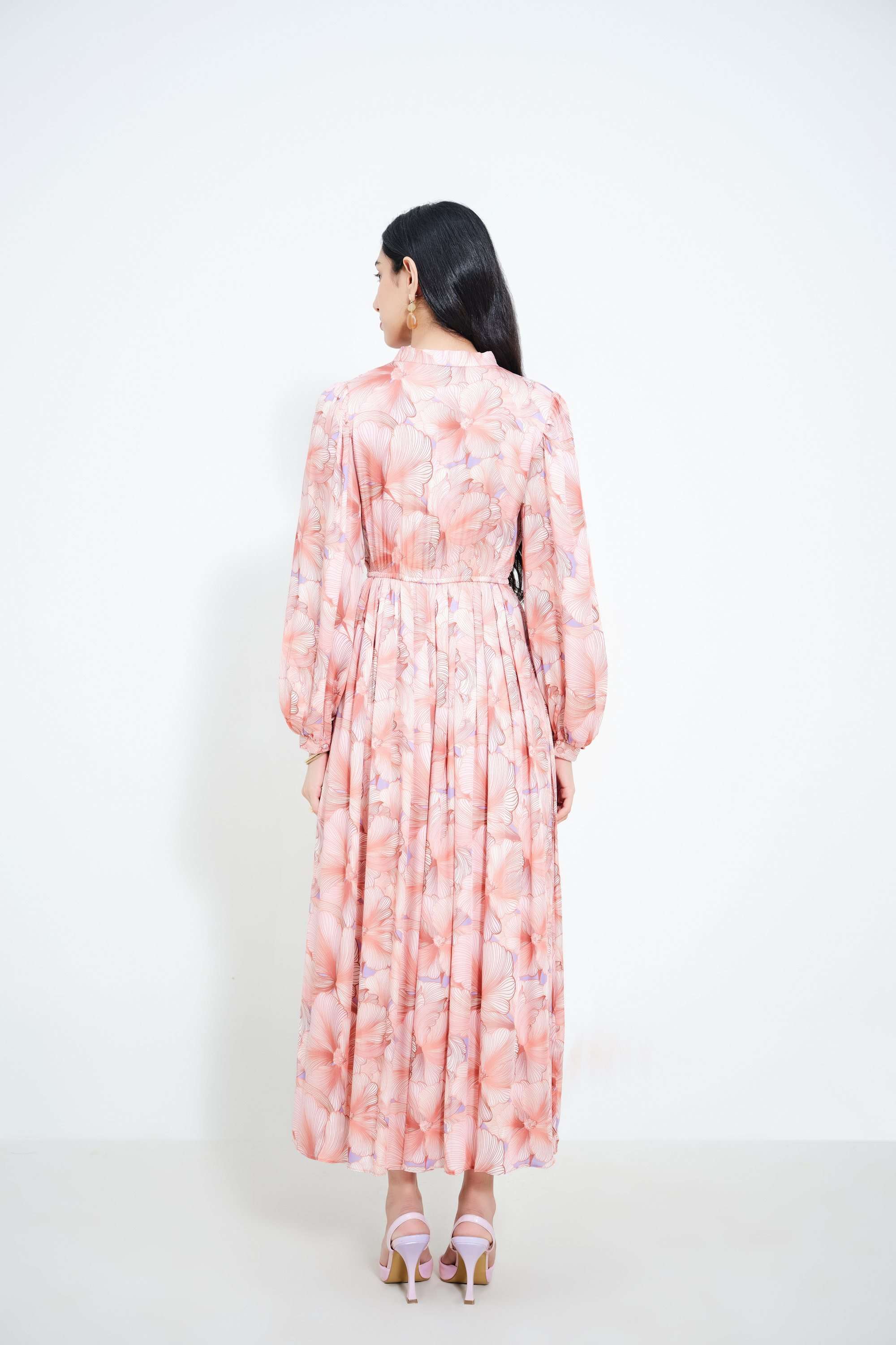 Printed-V-Neck-Modal-Women-Dress
