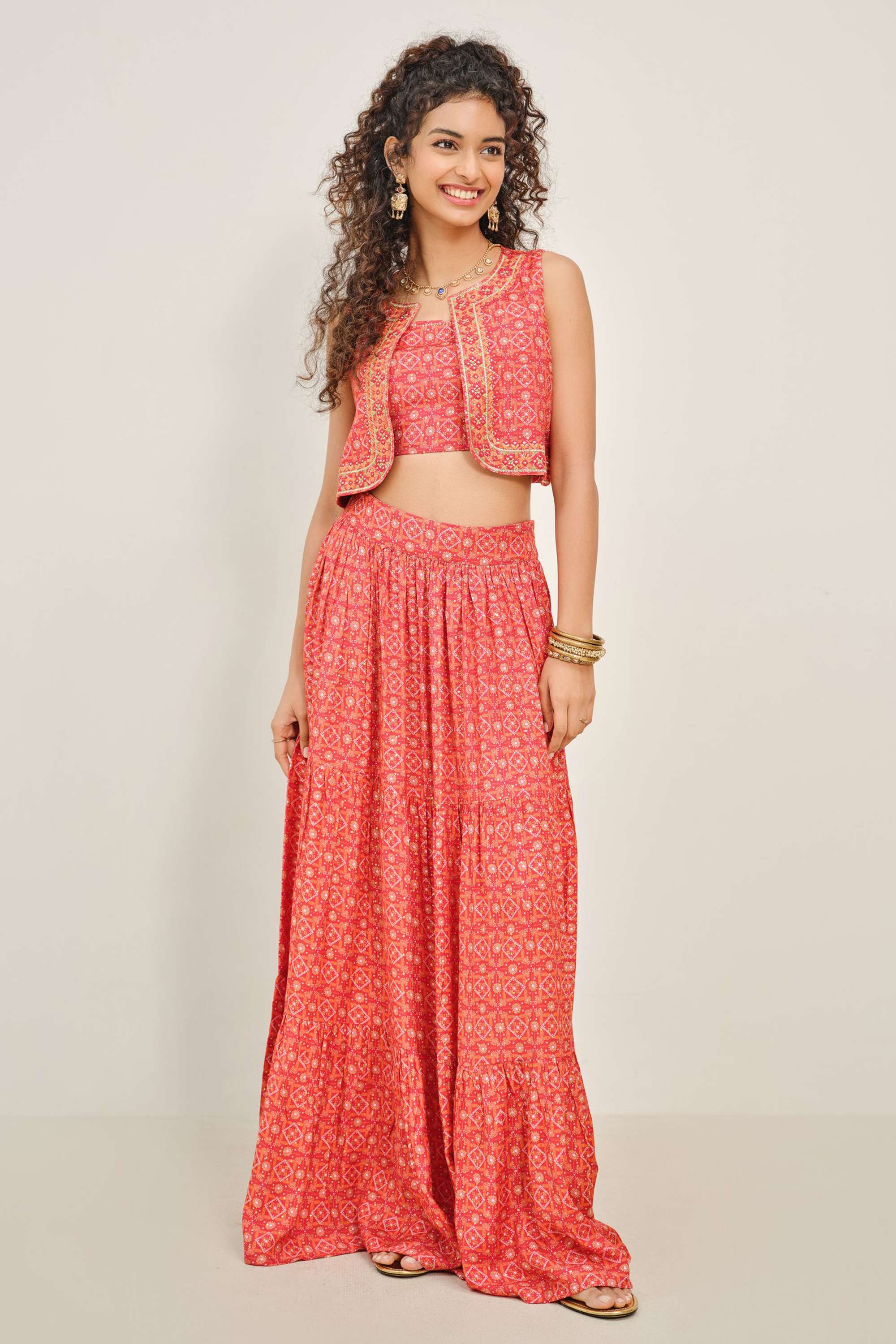 Textured-Blended-Fabric-Women-s-Festive-Wear-Co-Ord-Set