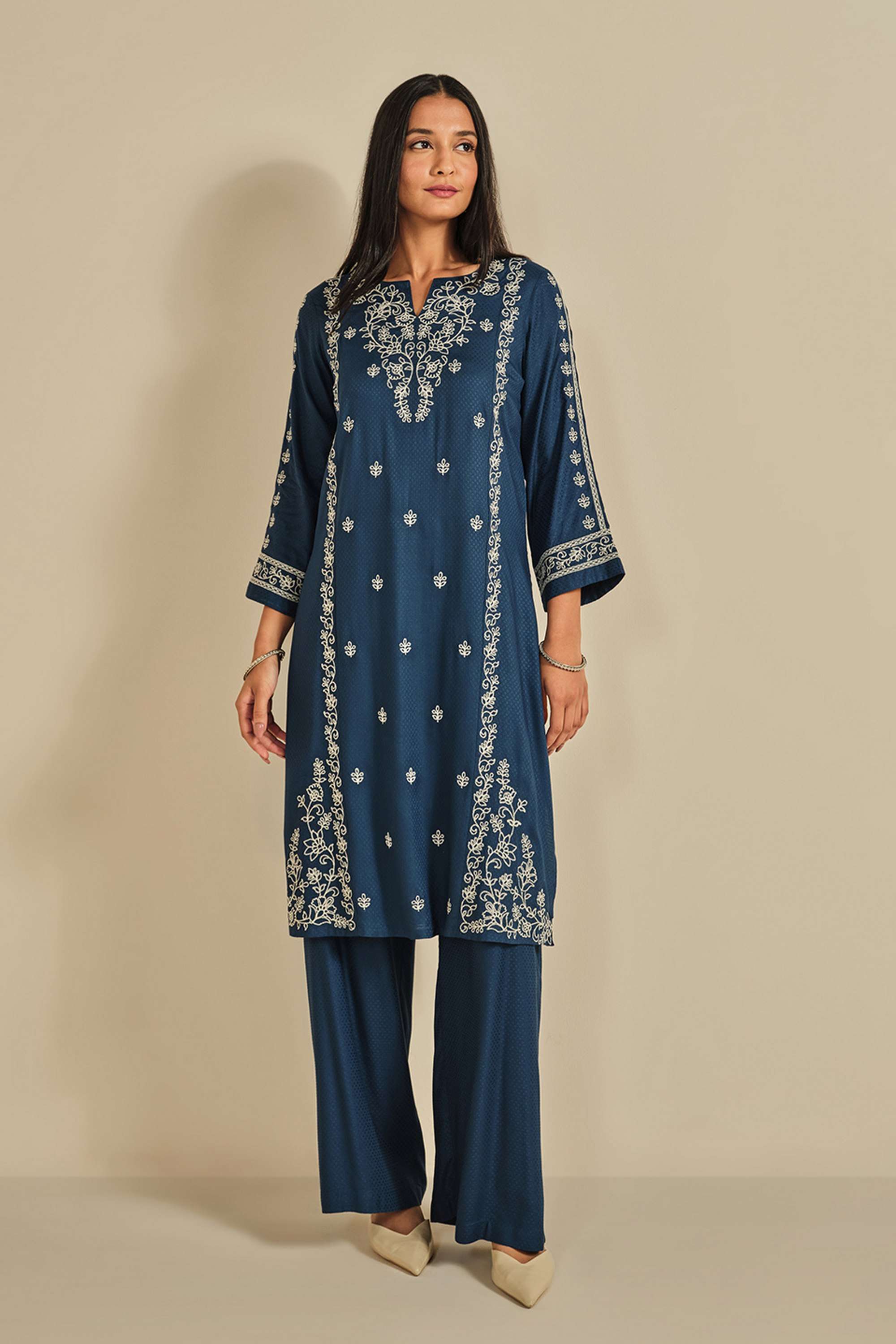 Embroidered-Full-Length-Viscose-Women-s-Co-Ord-Set