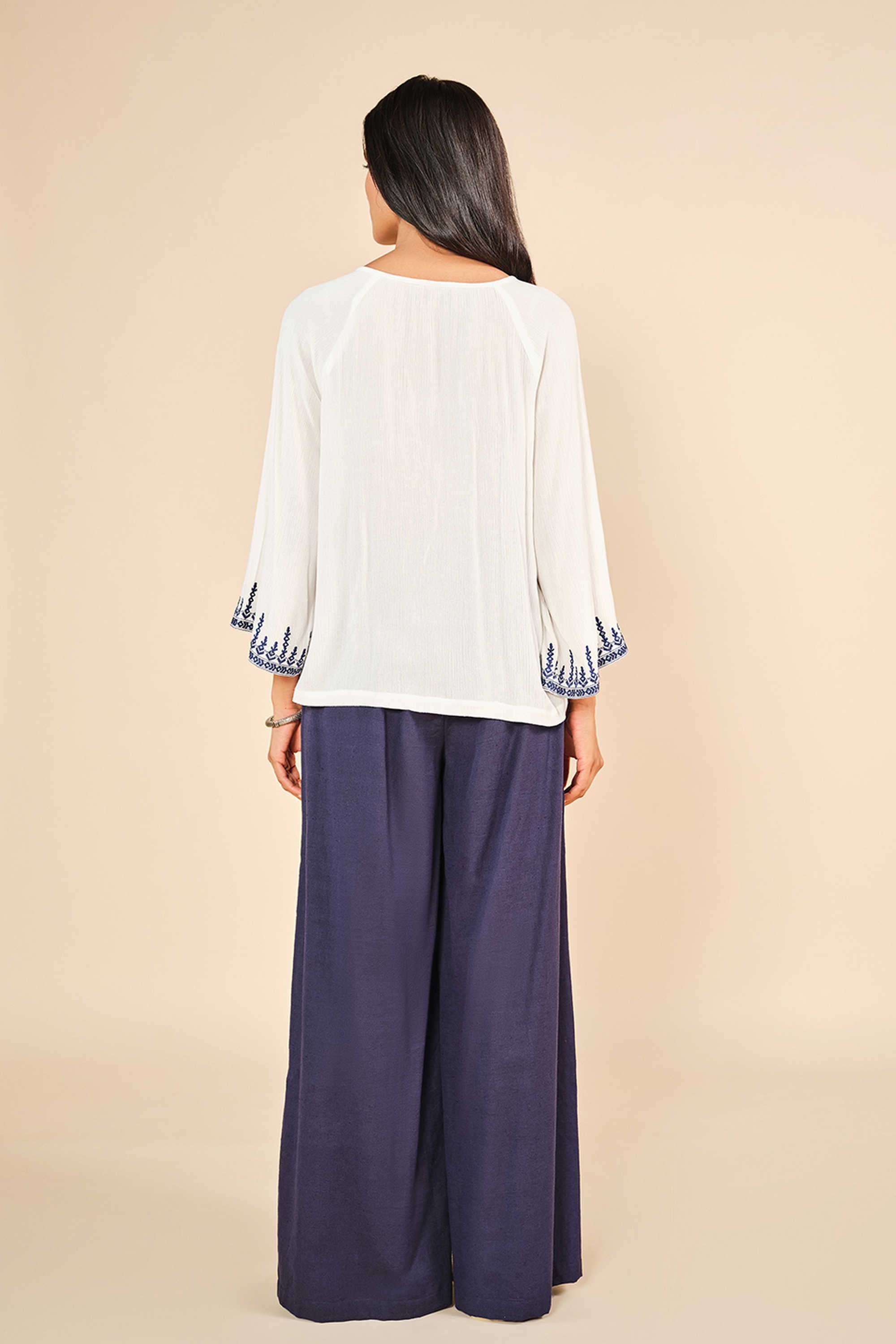 Solid-Viscose-Round-Neck-Women-Casual-Wear-Top