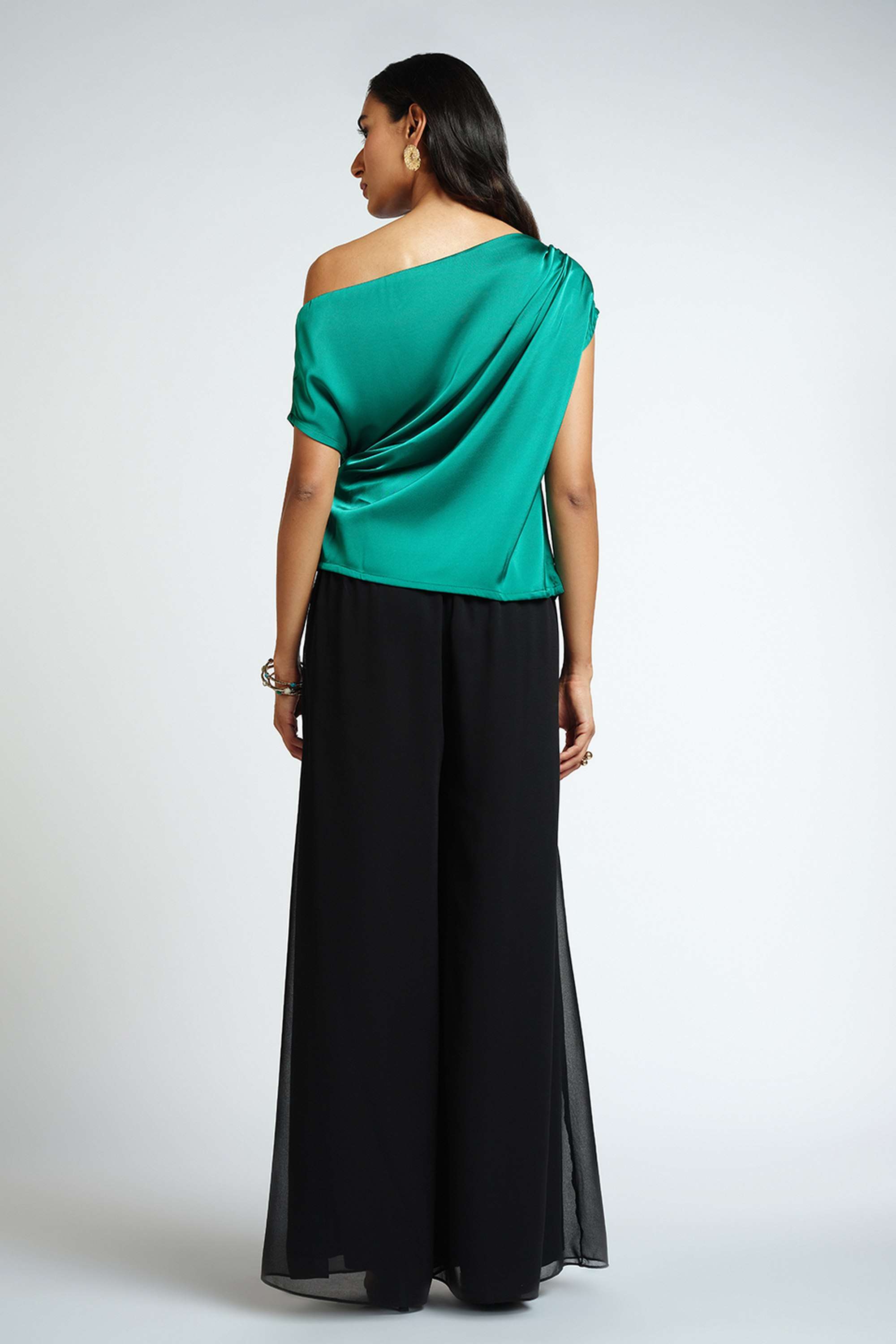 Solid-Polyester-Round-Neck-Women-s-Top