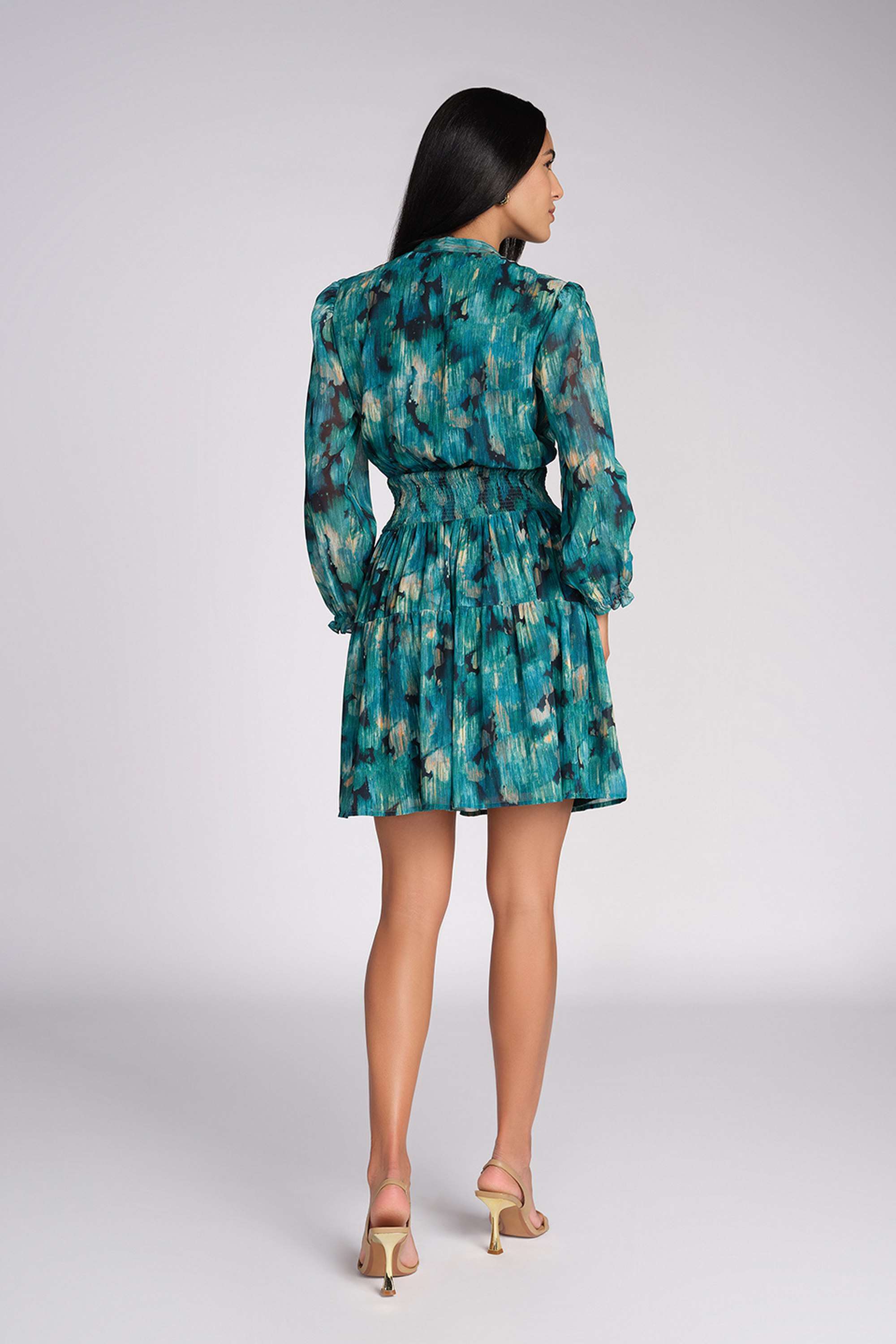 Abstract-Polyester-Women-s-Knee-Length-Dress