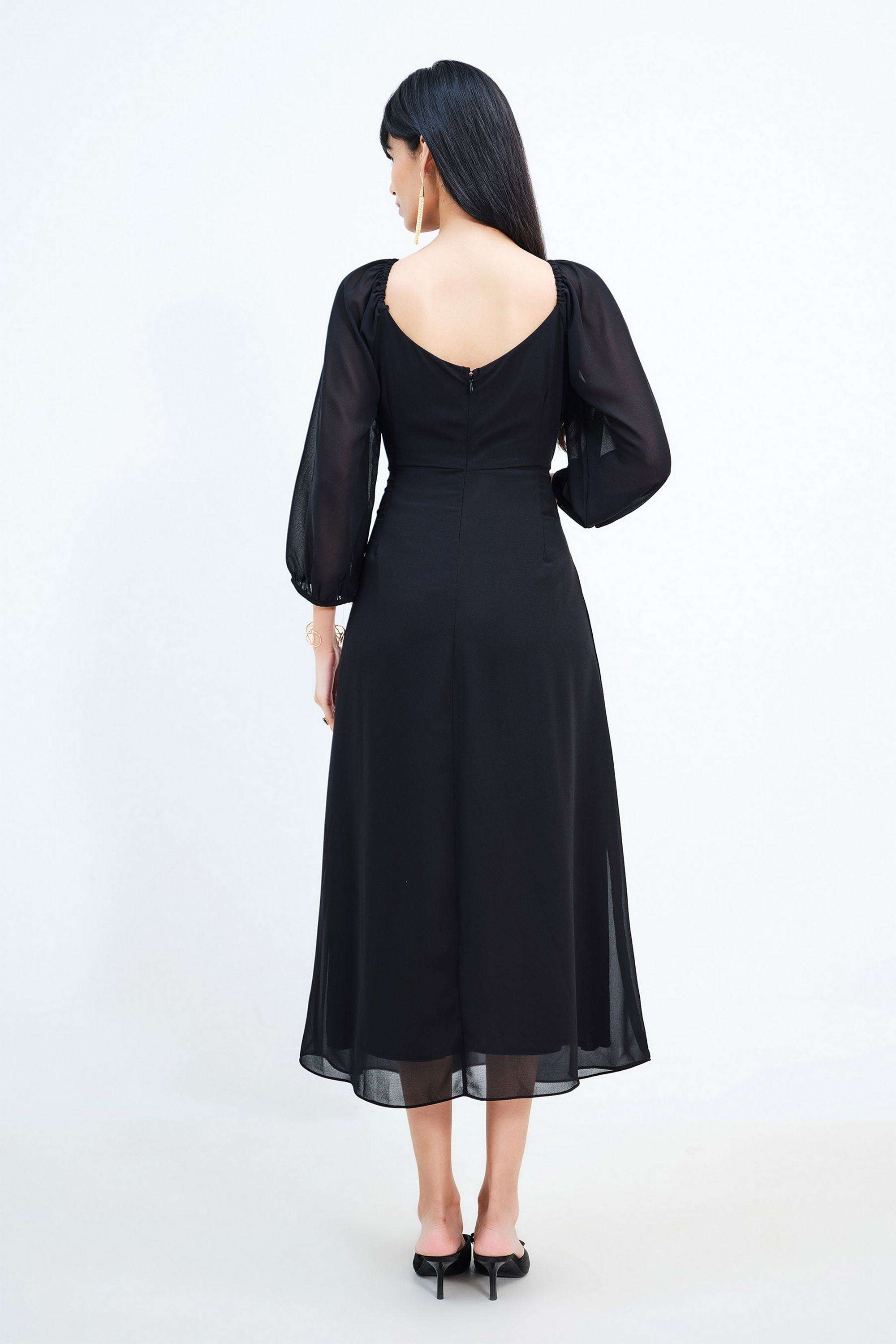 Solid-Blended-Fabric-Sweetheart-Neck-Women-s-Dress