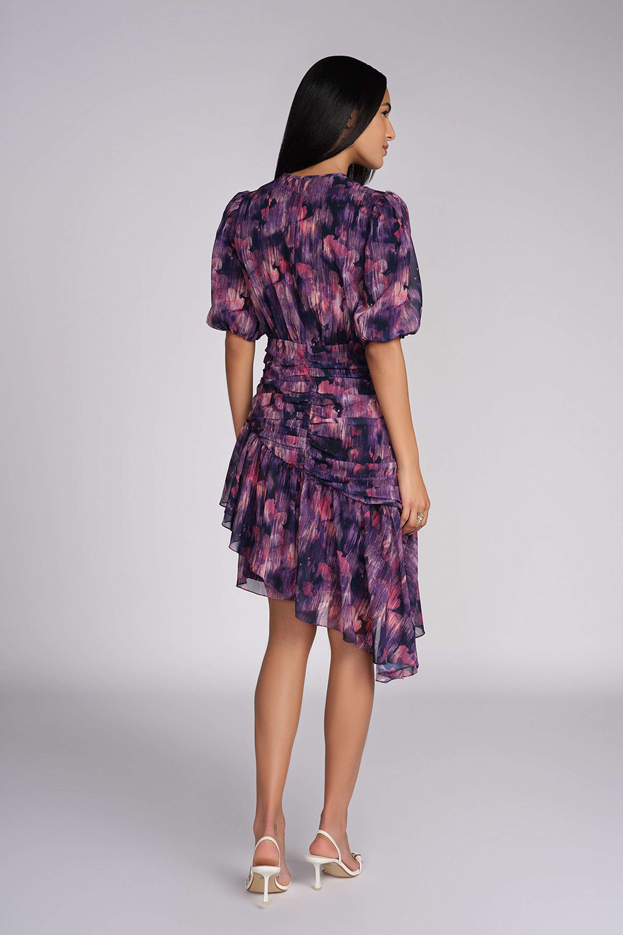 Abstract-Round-Neck-Polyester-Women-s-Knee-Length-Dress