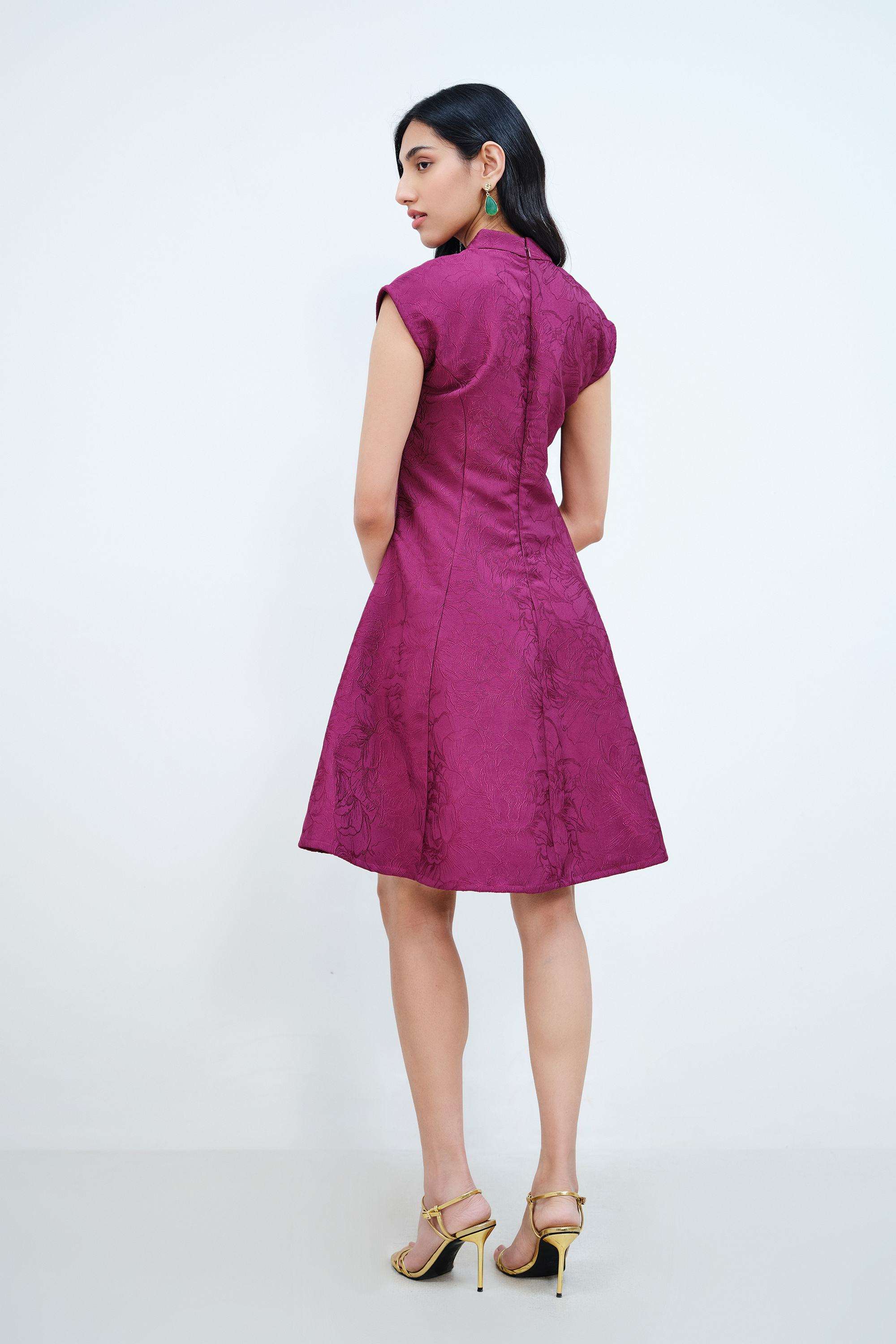 Solid-V-Neck-Blended-Fabric-Women-Dress