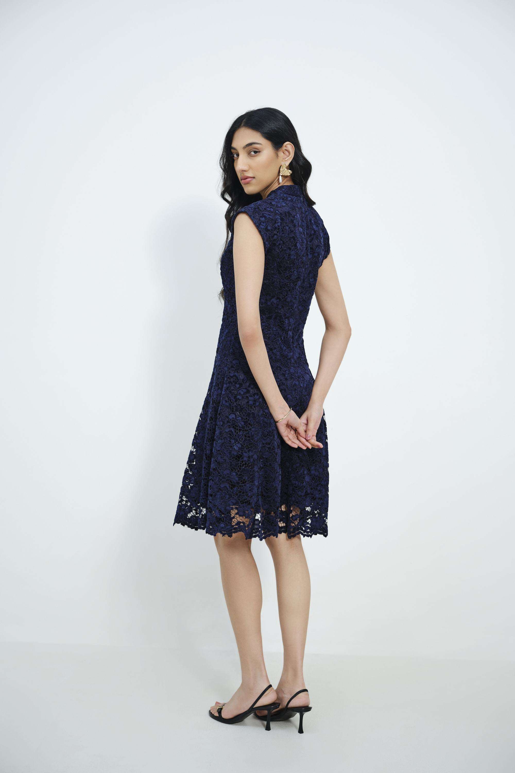 Solid-Blended-Fabric-V-Neck-Women-s-Dress