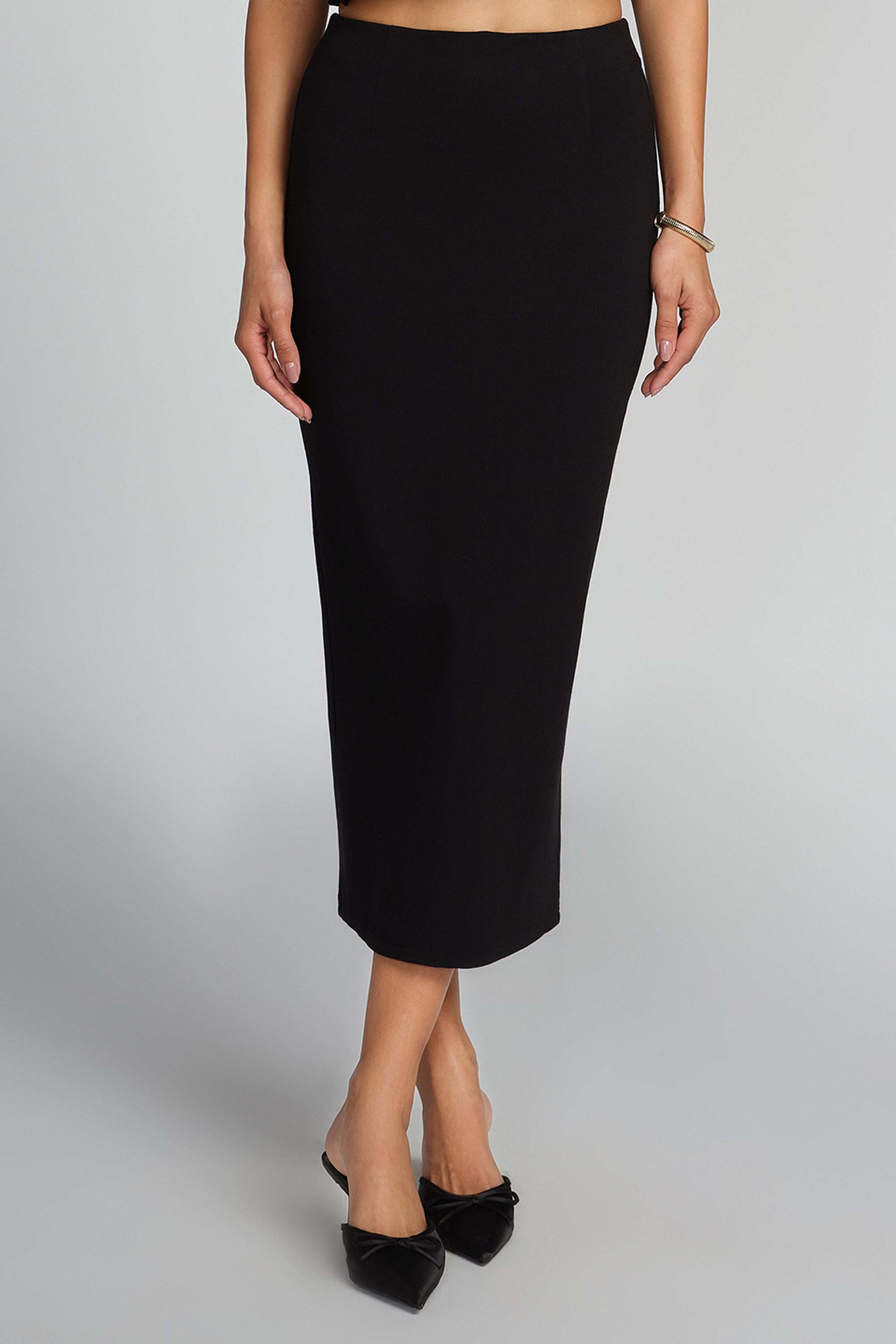 Tapered-Fit-Calf-Length-Polyester-Women-s-Casual-Wear-Skirts
