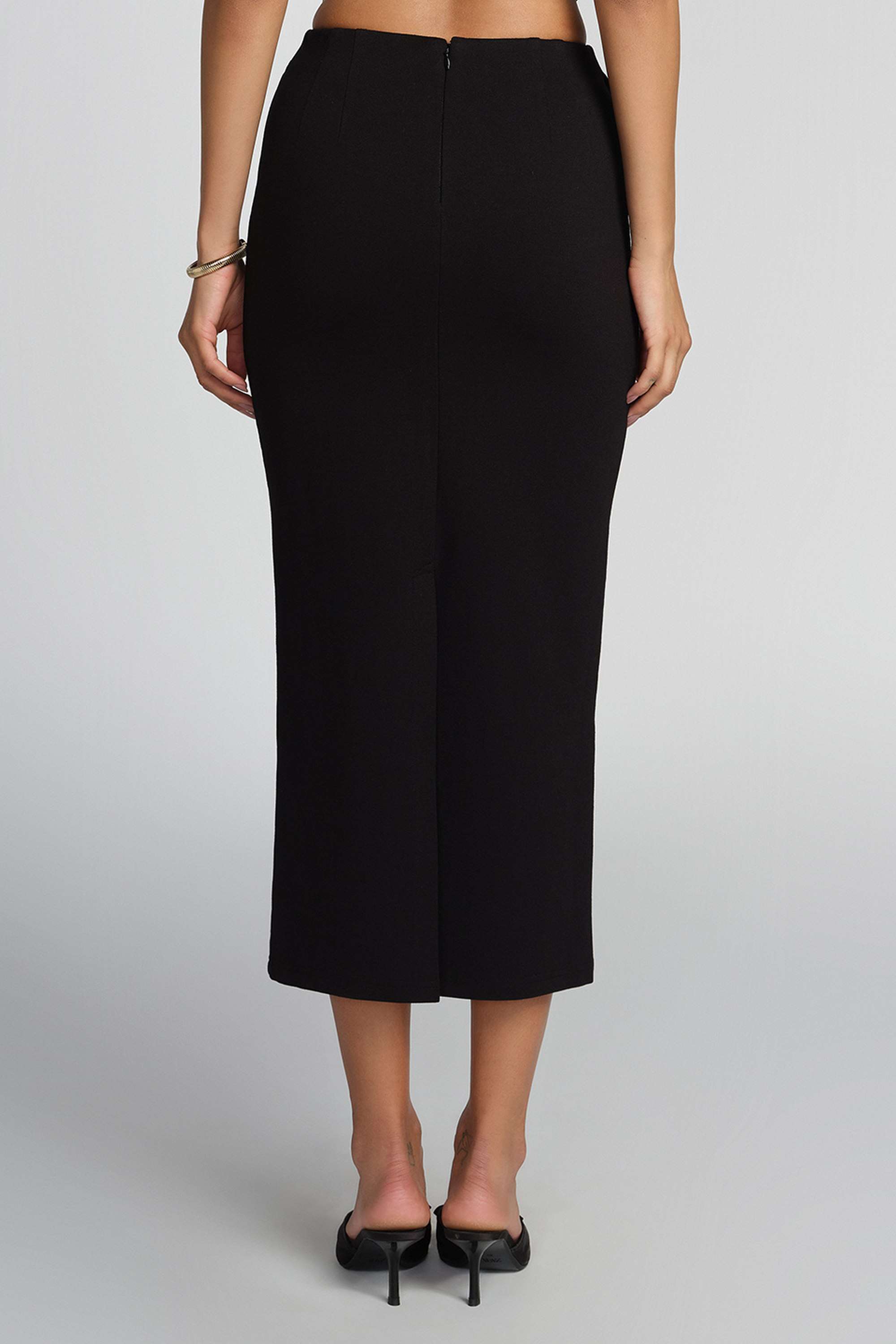 Tapered-Fit-Calf-Length-Polyester-Women-s-Casual-Wear-Skirts