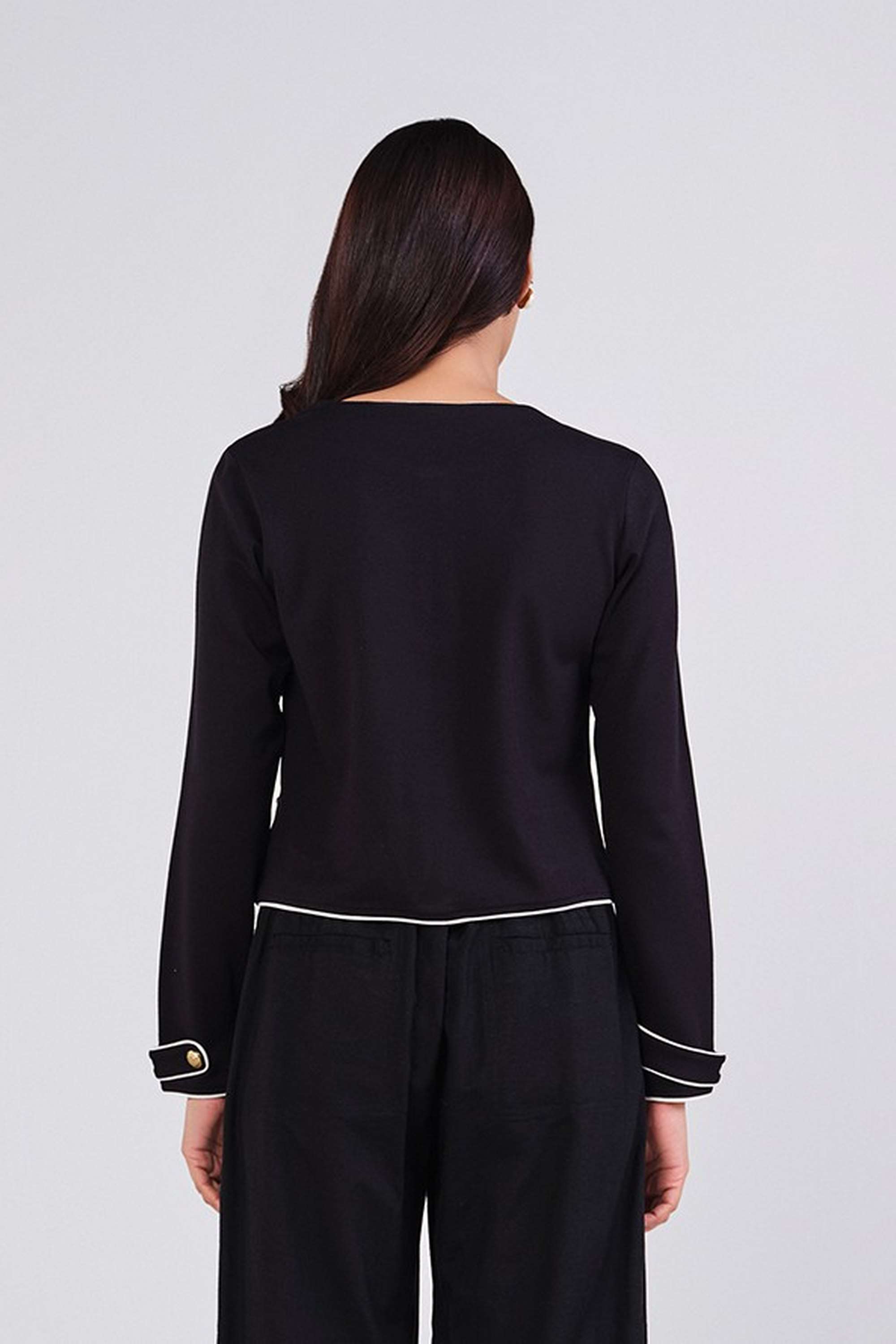 Solid-Round-Neck-Viscose-Blend-Women-s-Casual-Wear-Jacket