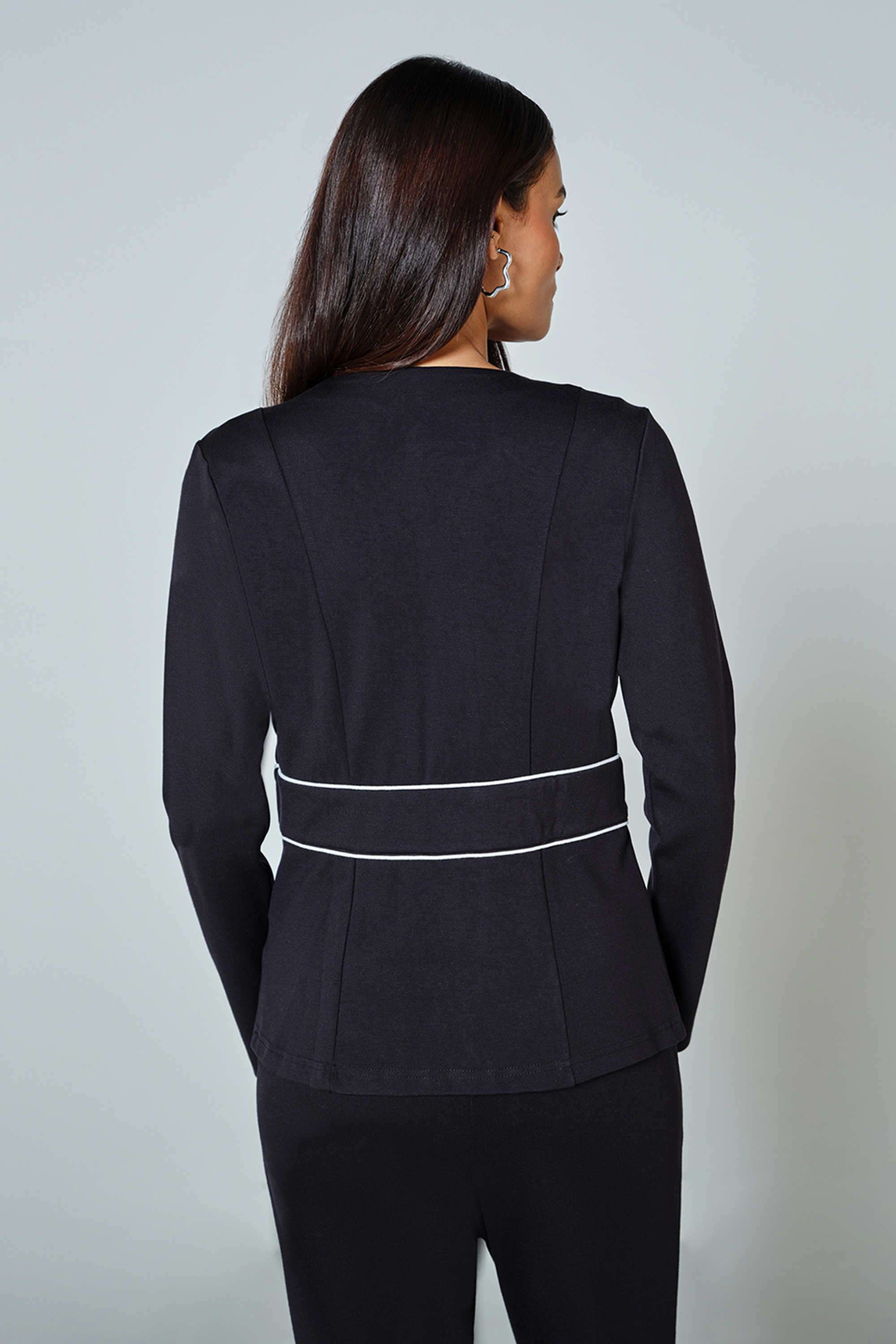 Color-Block-Round-Neck-Blended-Fabric-Women-s-Casual-Wear-Jacket