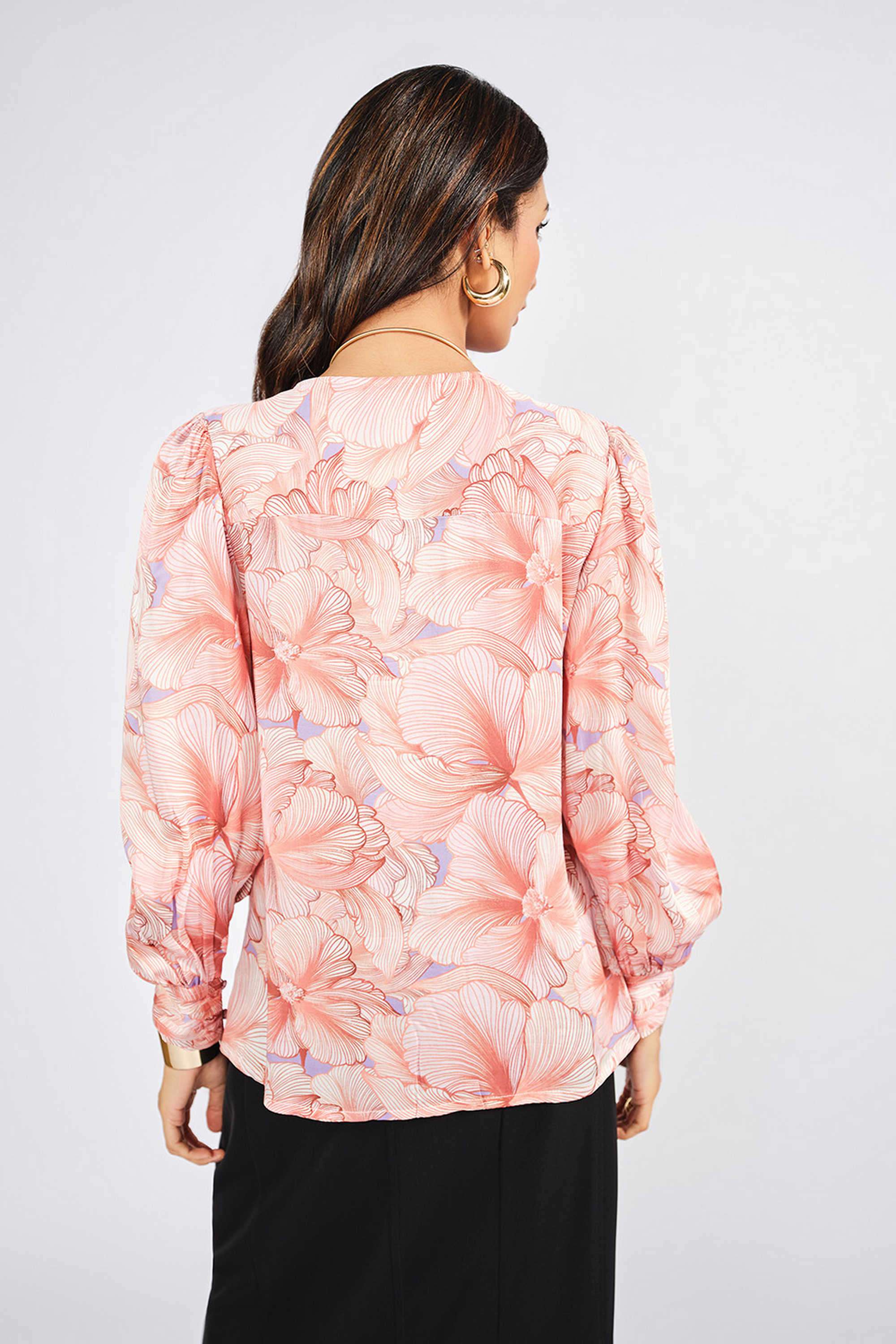 Floral-Modal-V-Neck-Women-Casual-Wear-Top