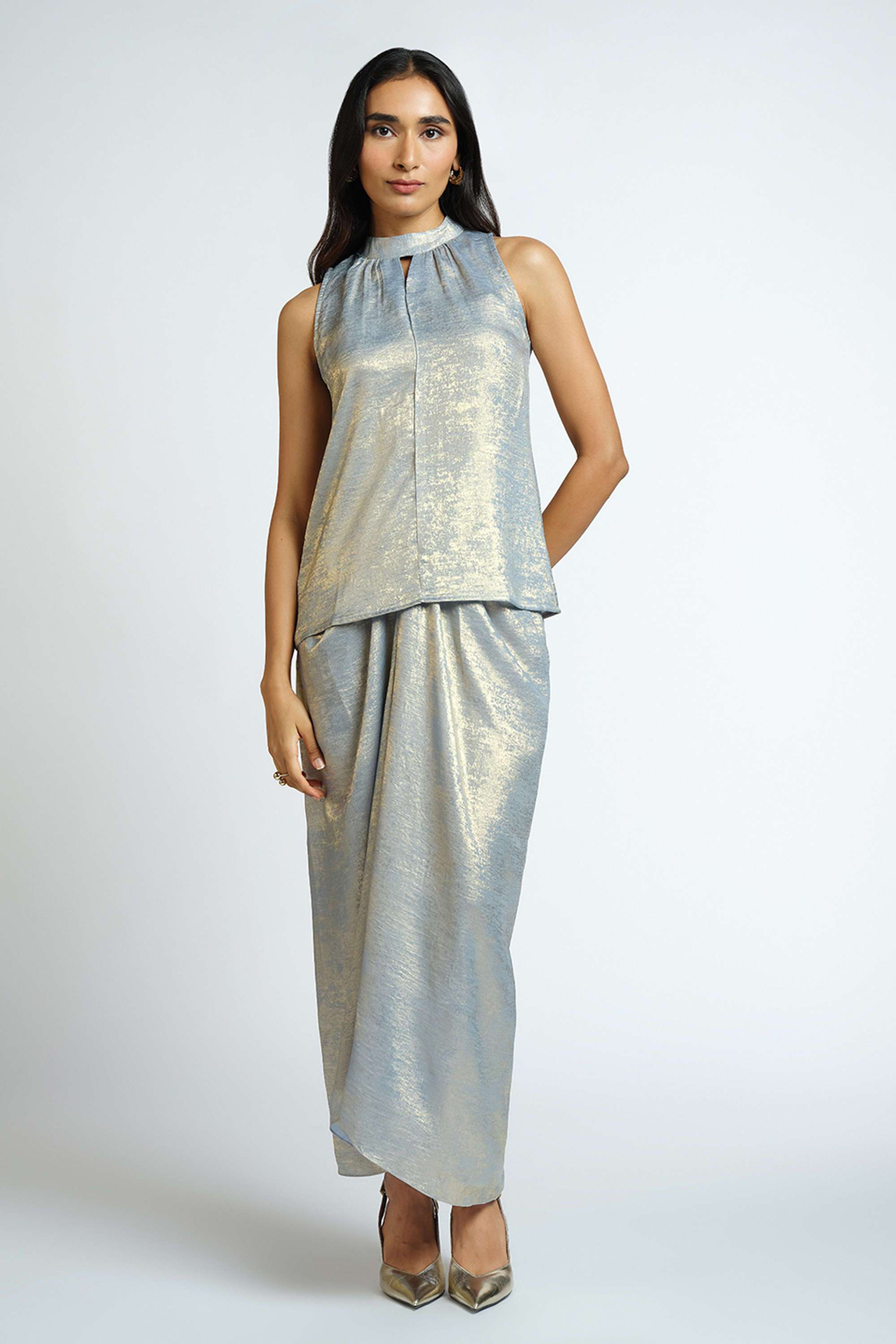 Solid-Polyester-Round-Neck-Women-s-Co-Ord-Set