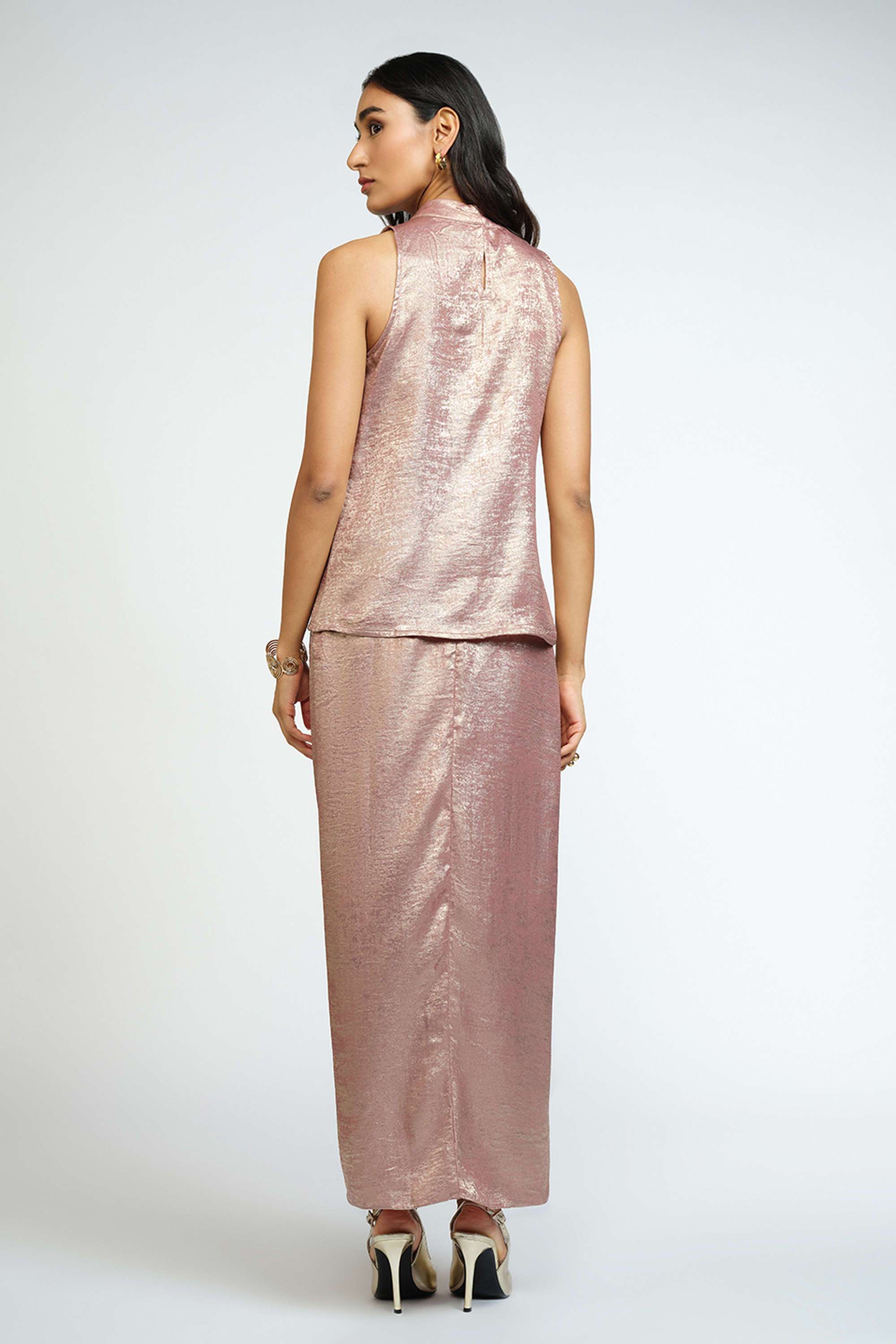 Solid-Polyester-Round-Neck-Women-s-Co-Ord-Set