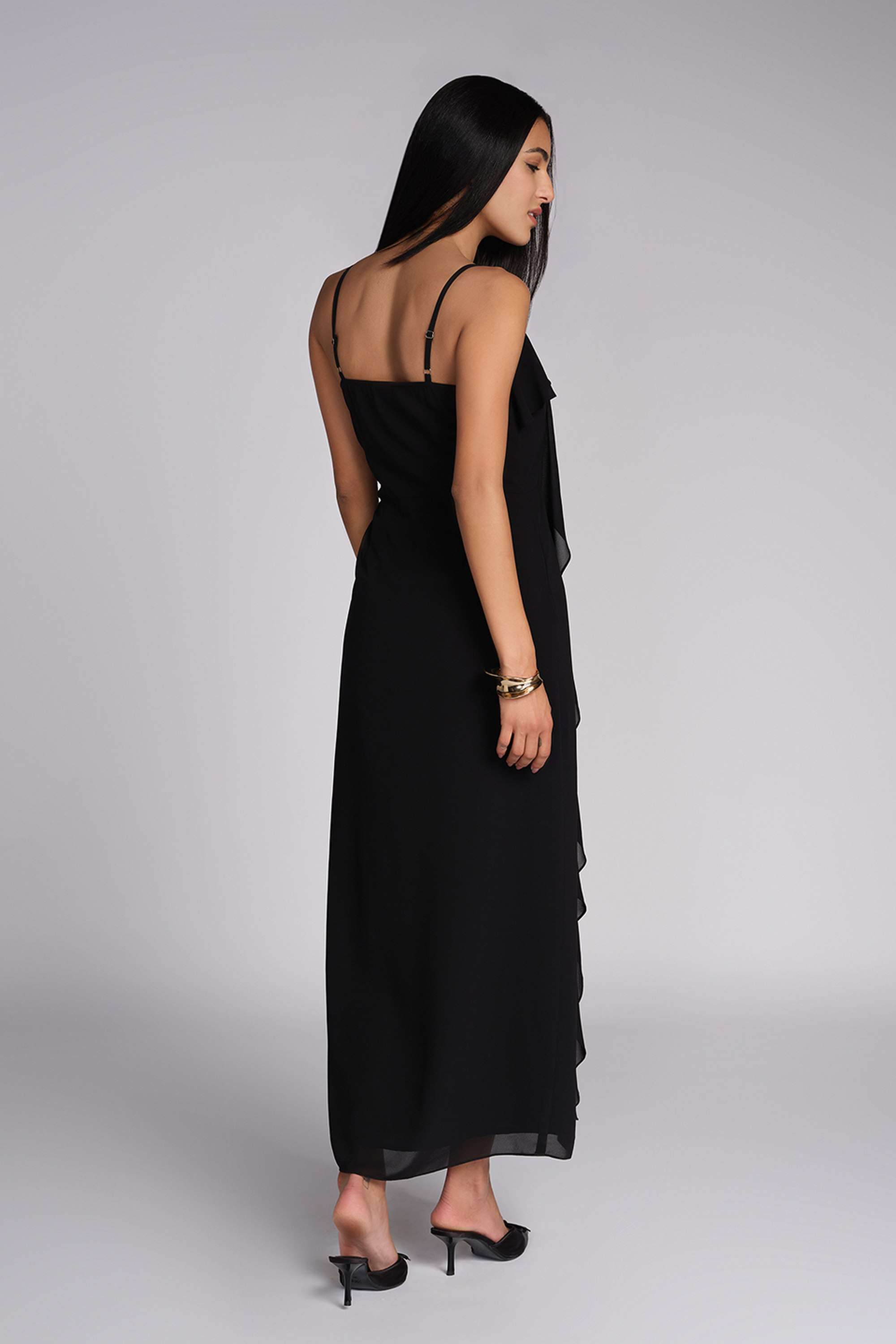 Solid-Sweetheart-Neck-Polyester-Women-s-Ankle-Length-Dress