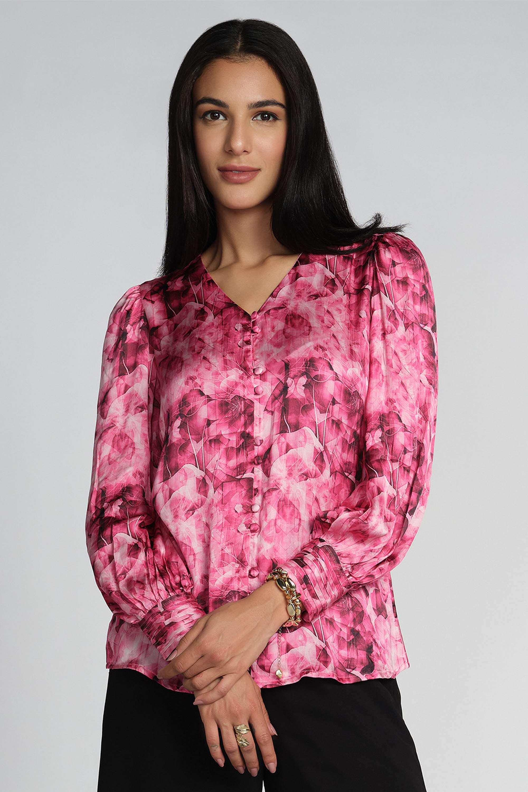 Abstract-Modal-V-Neck-Women-s-Top