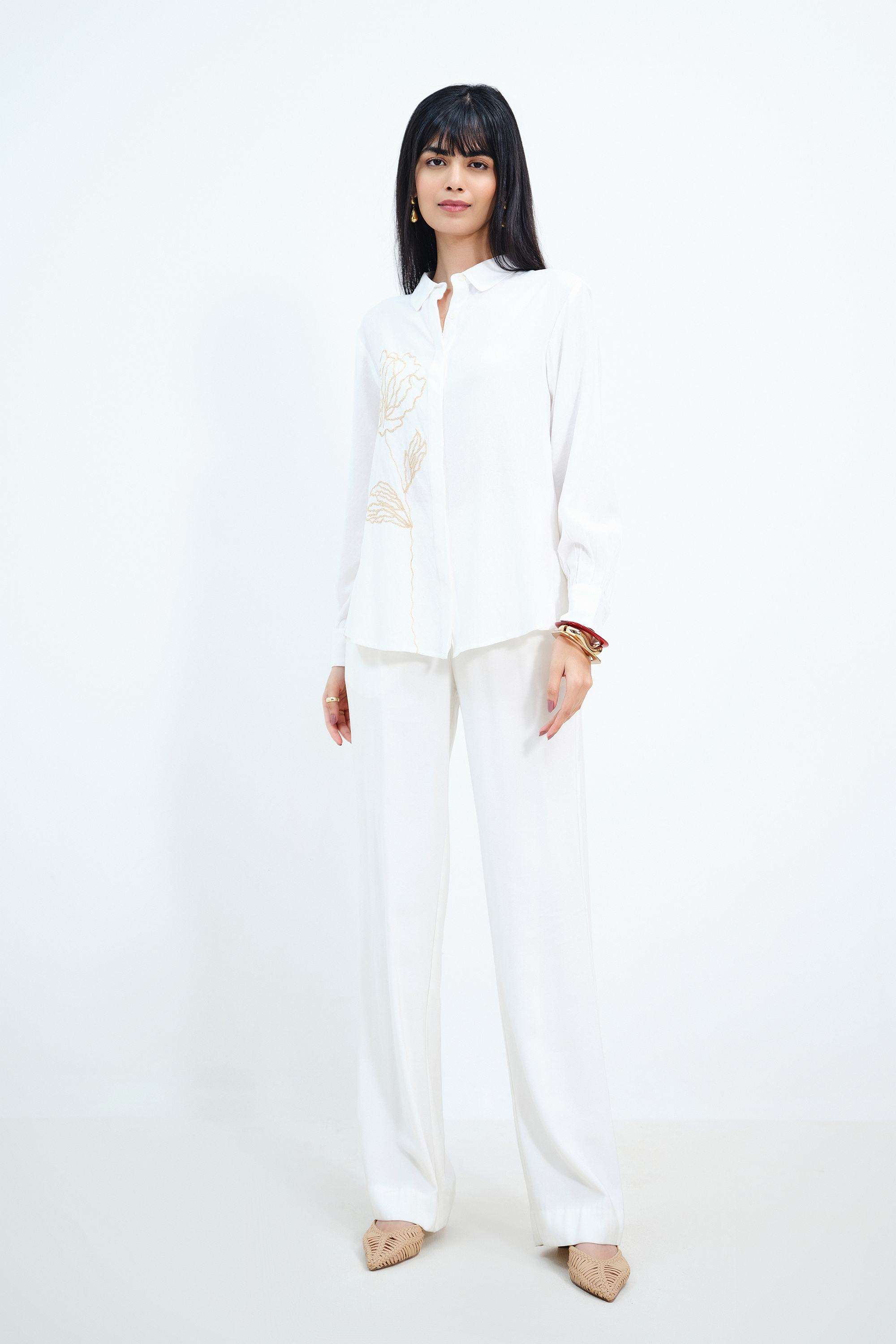 Solid-Blended-Fabric-Women-s-Shirt