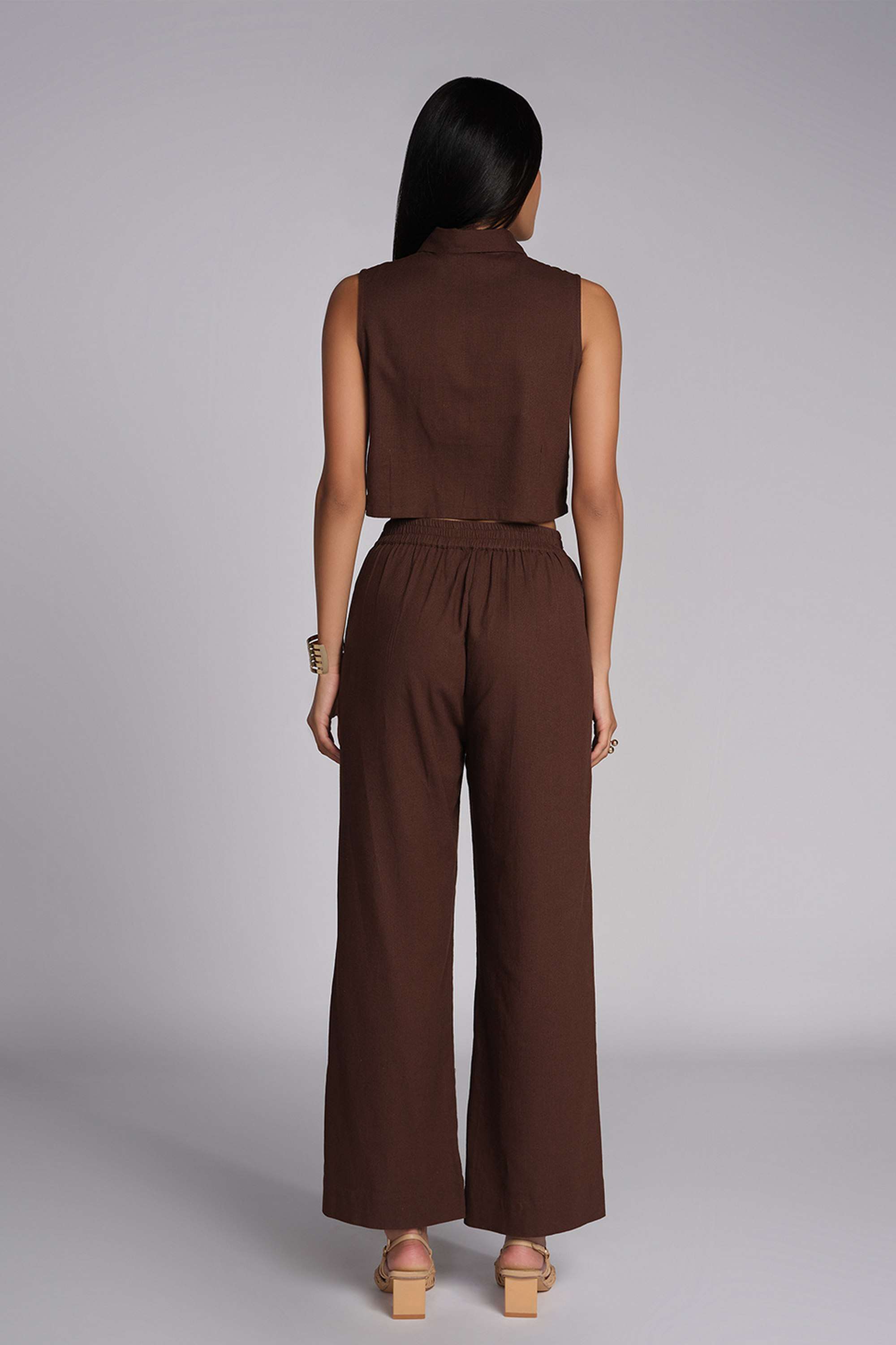 Solid-Full-Length-Viscose-Blend-Woven-Women-s-Co-Ord-Set