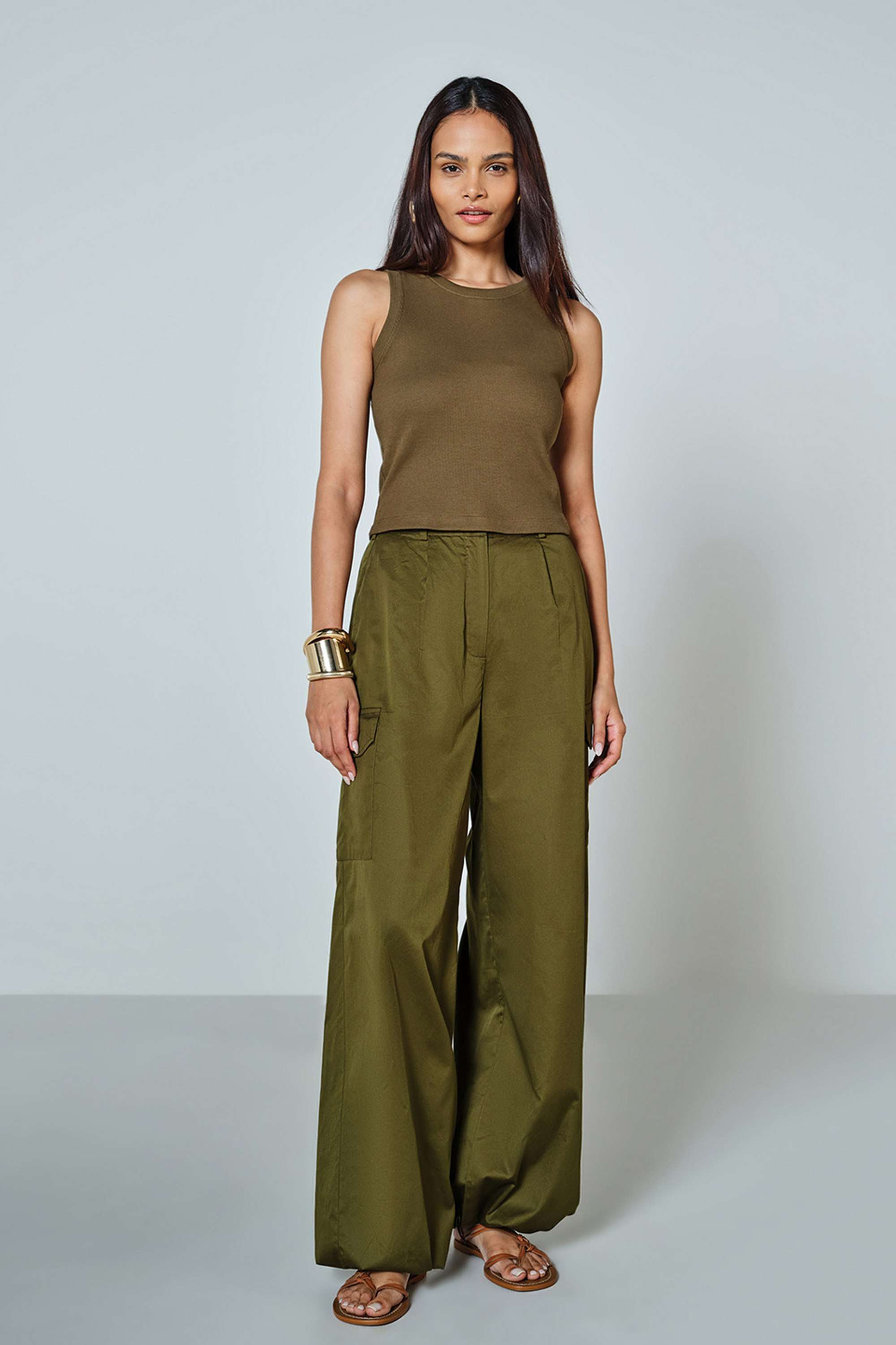 Textured-Cotton-Blend-Round-Neck-Women-s-Top