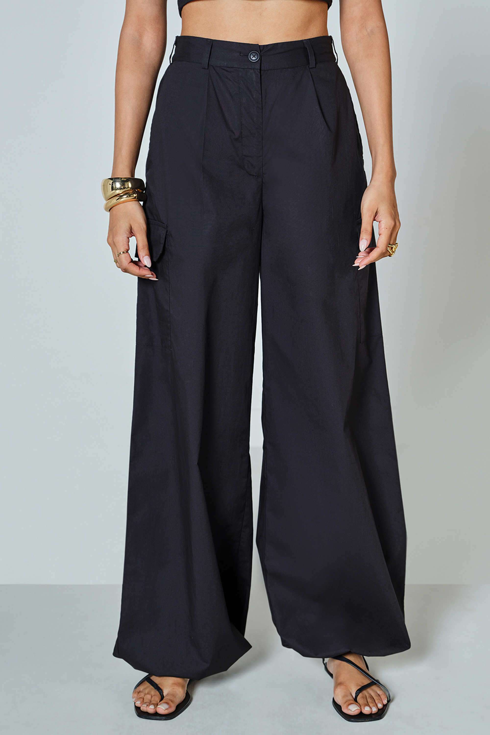 Solid-Relaxed-Fit-Cotton-Women-s-Formal-Wear-Pants