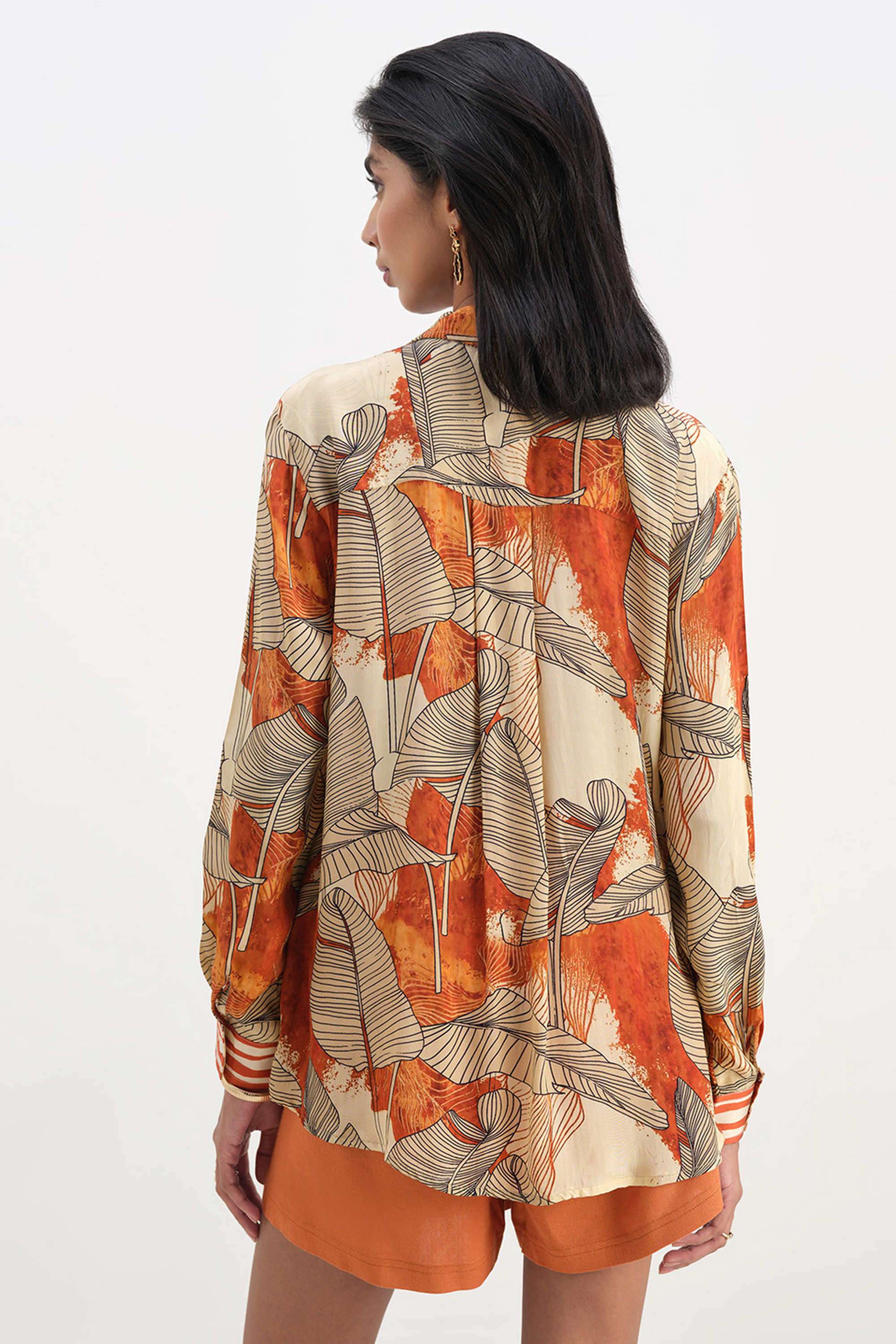 Abstract-Classic-Collar-Viscose-Women-s-Casual-Wear-Shirt