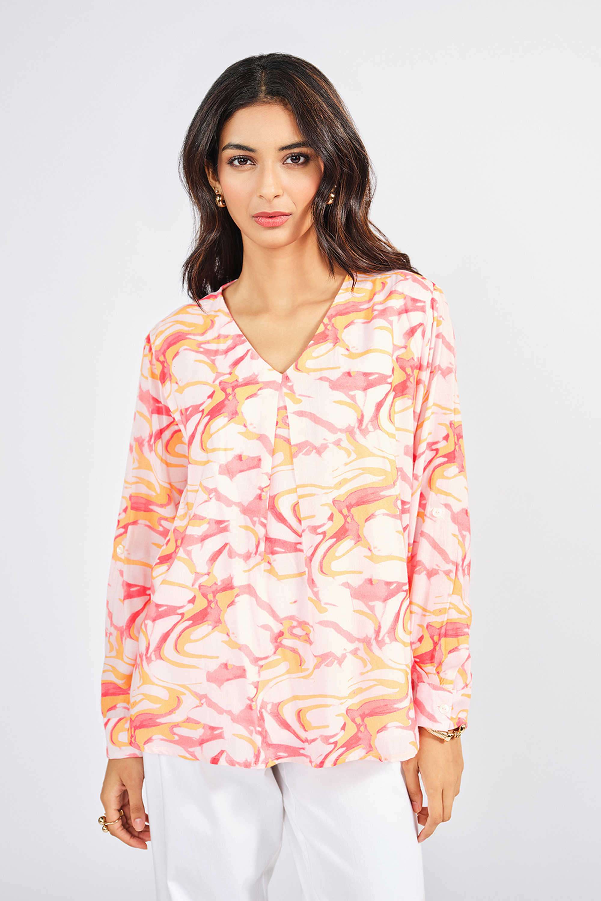 Abstract-Modal-V-Neck-Women-Casual-Wear-Top
