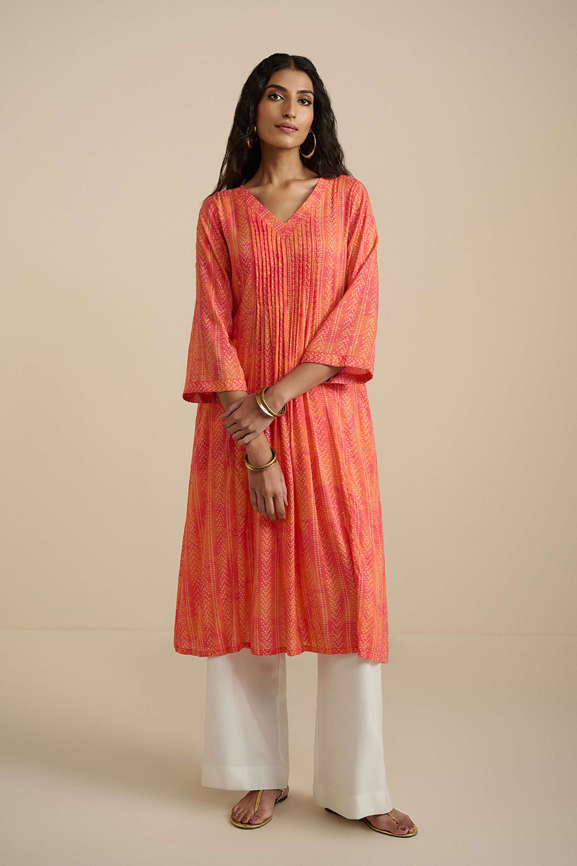 Geometric-Print-Modal-V-Neck-Women-s-Kurta