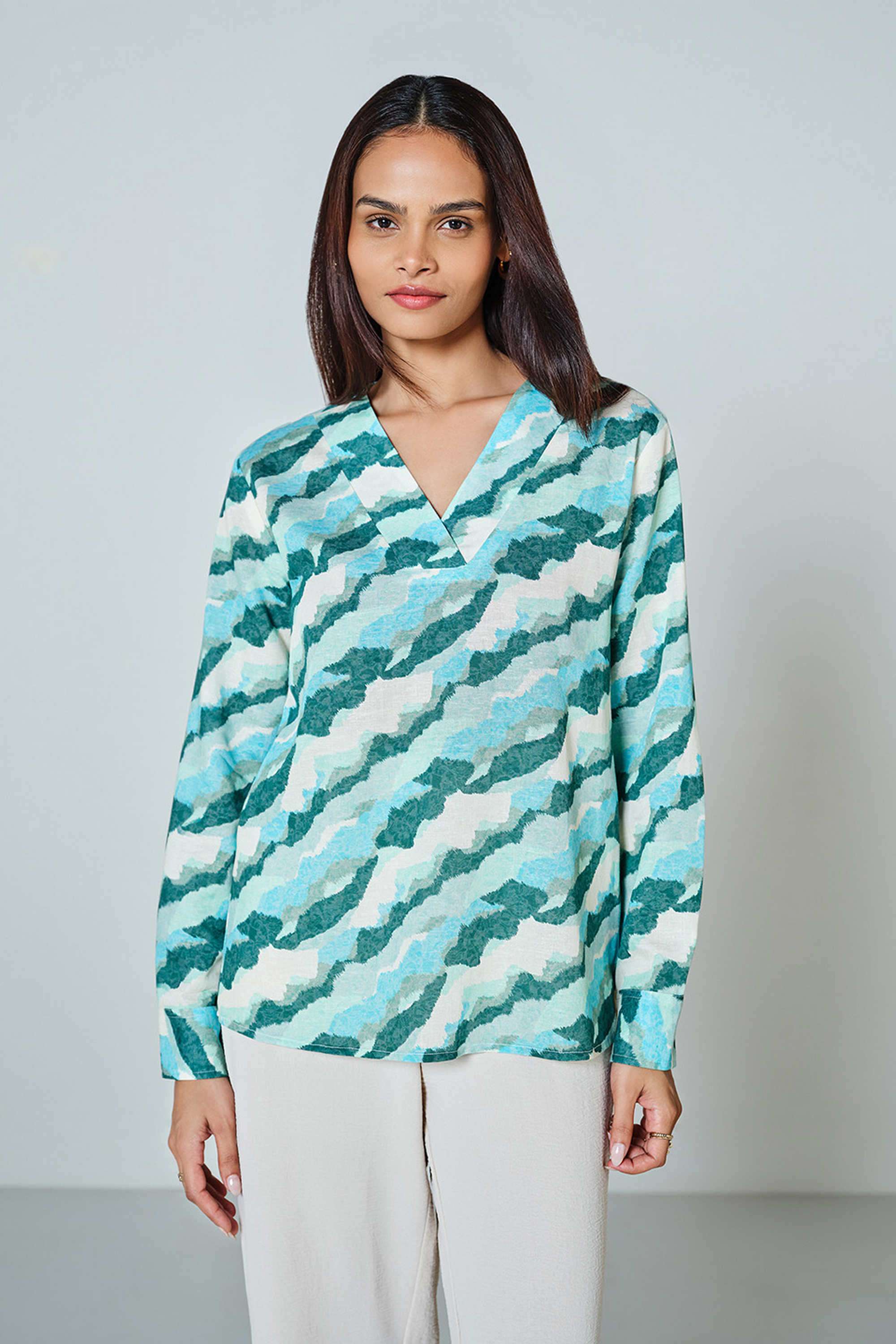 Graphic-Print-Viscose-Women-s-Top