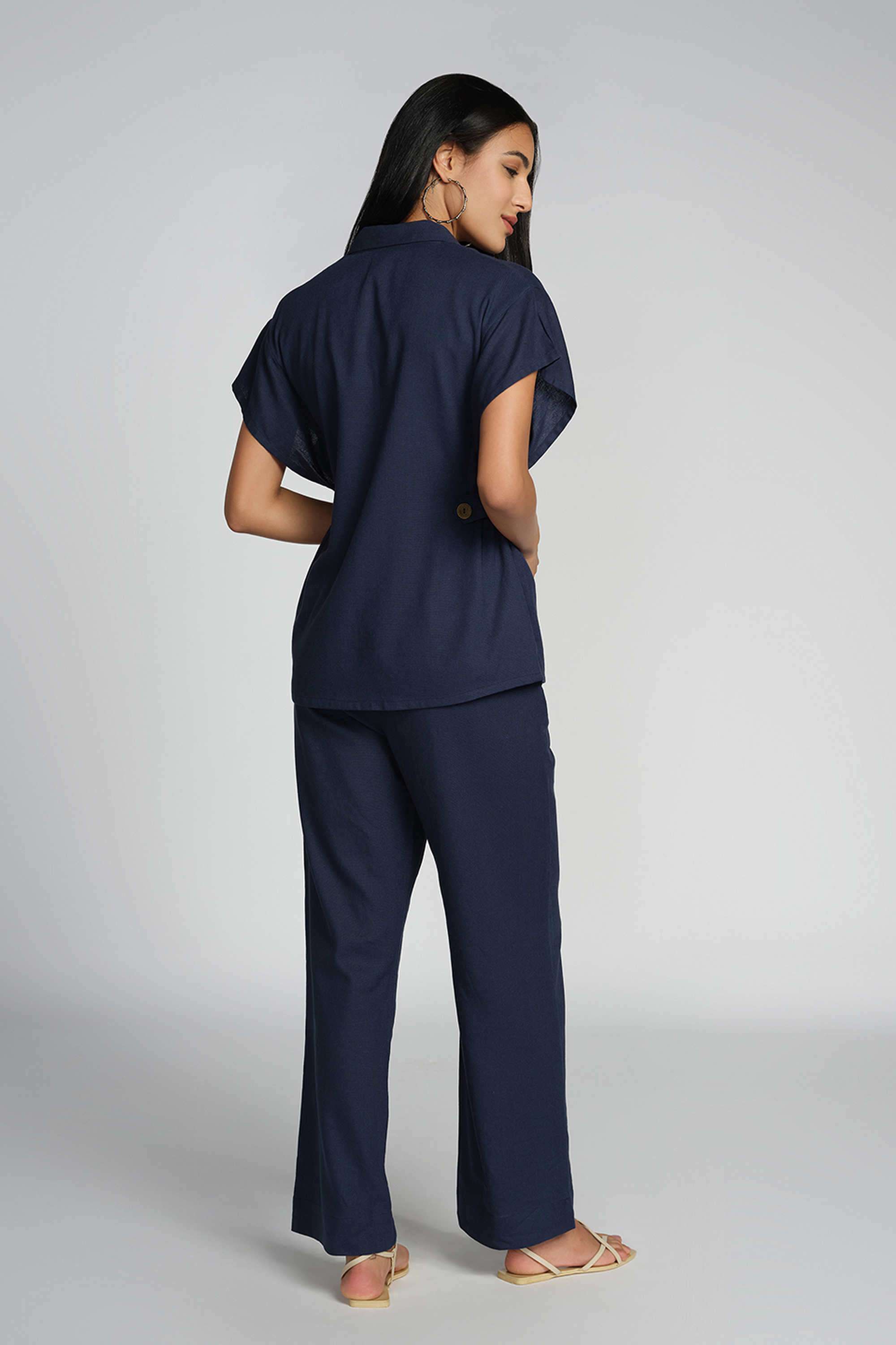 Solid-Full-Length-Blended-Fabric-Women-s-Co-Ord-Set