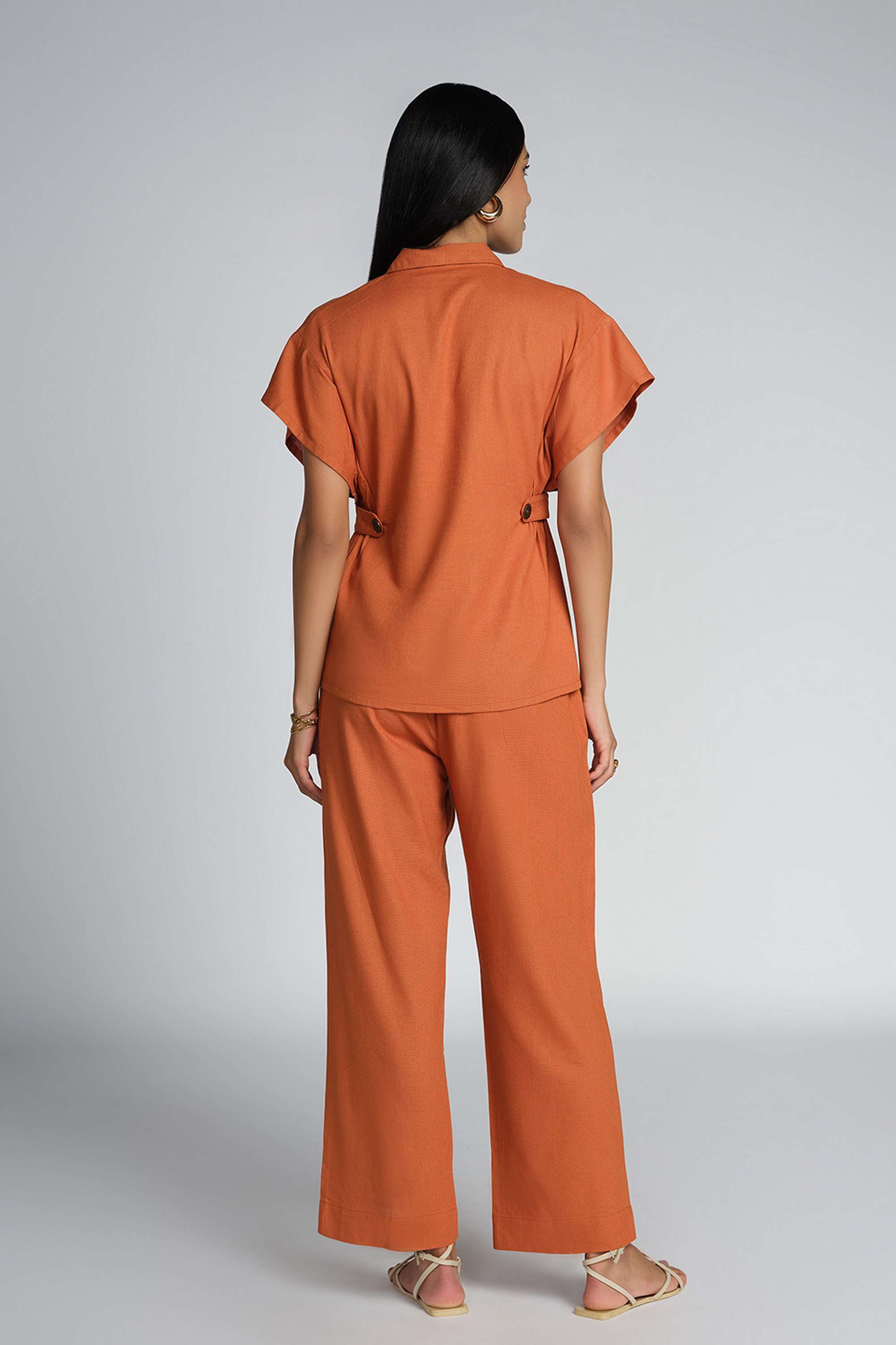 Solid-Full-Length-Viscose-Blend-Woven-Women-s-Co-Ord-Set