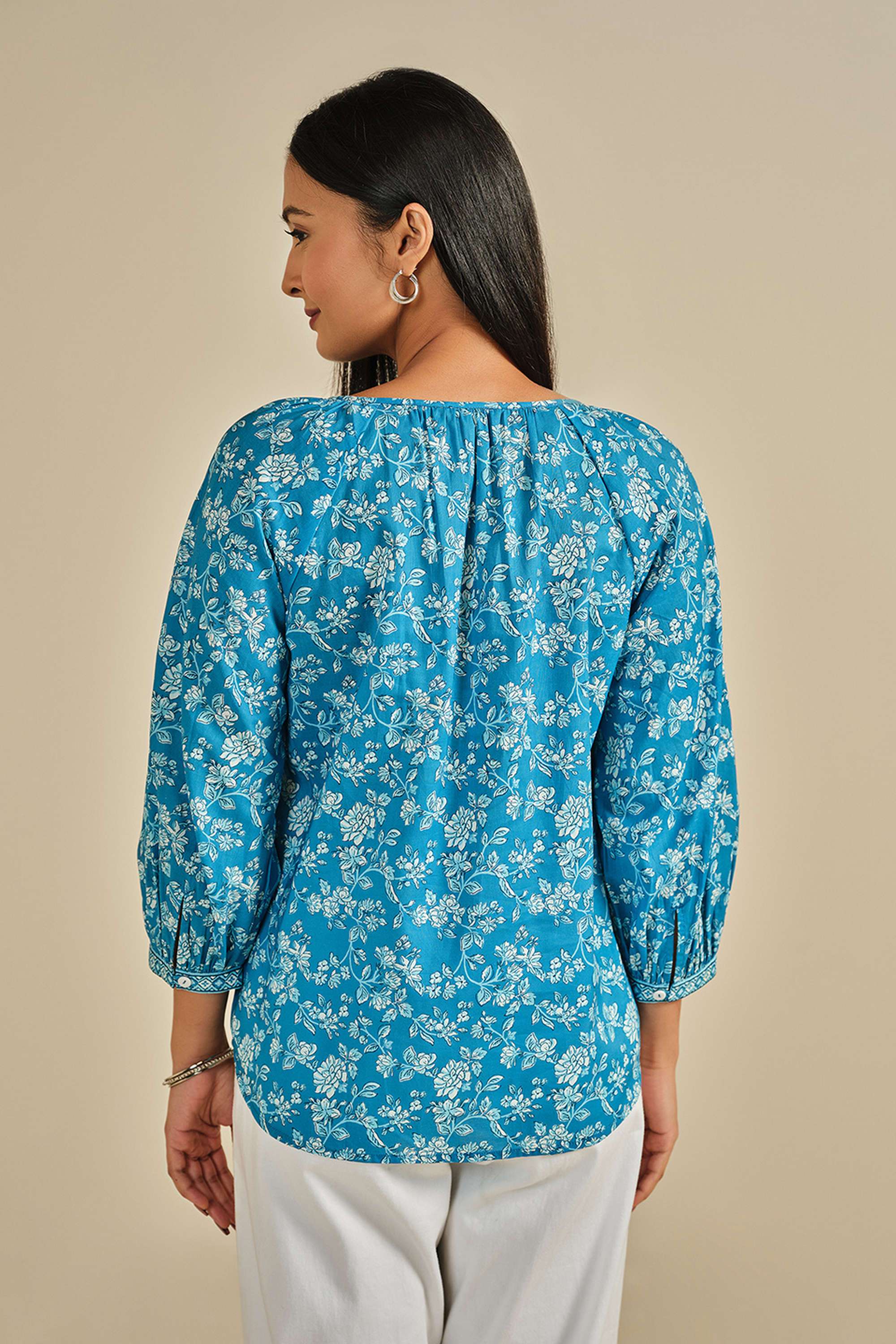 Floral-Cotton-Round-Neck-Women-s-Top