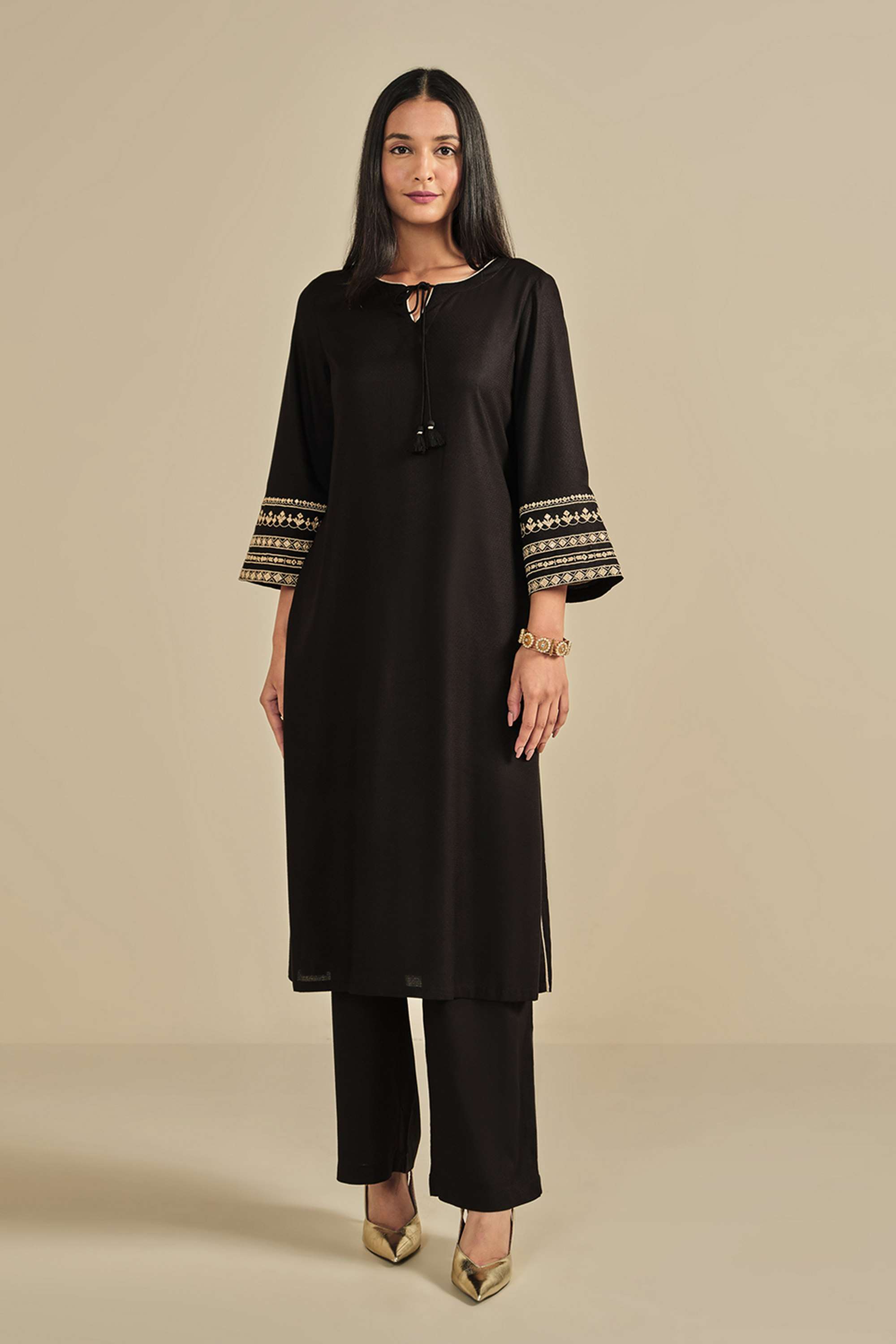 Solid-Full-Length-Viscose-Woven-Women-s-Co-Ord-Set