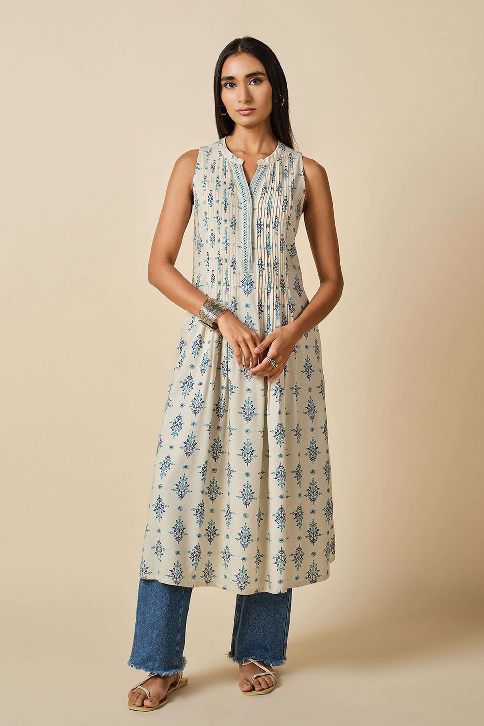 Geometric-Print-Viscose-Women-s-Casual-Wear-Kurta