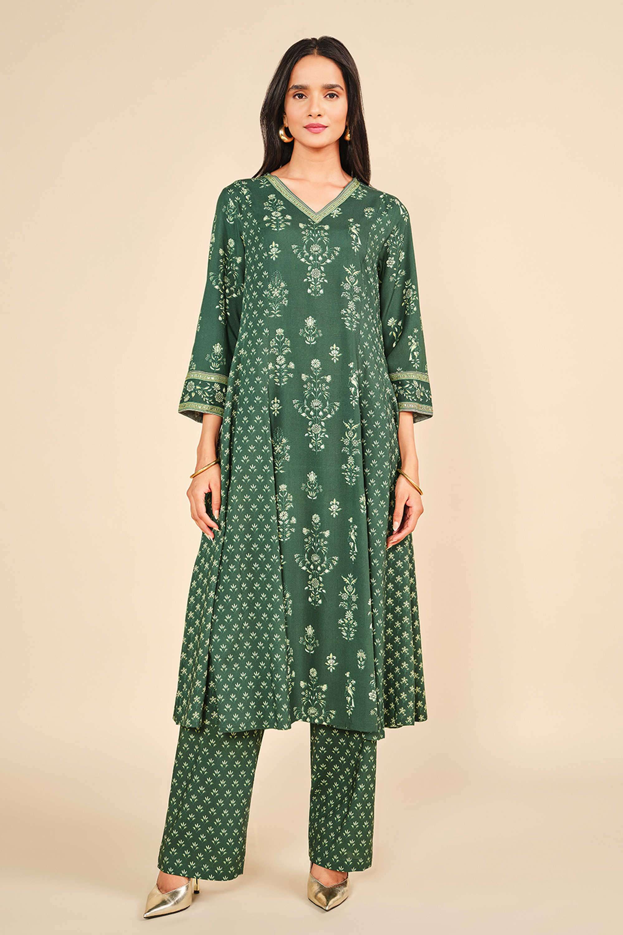 Embroidered-V-Neck-Viscose-Women-Co-Ord-Set