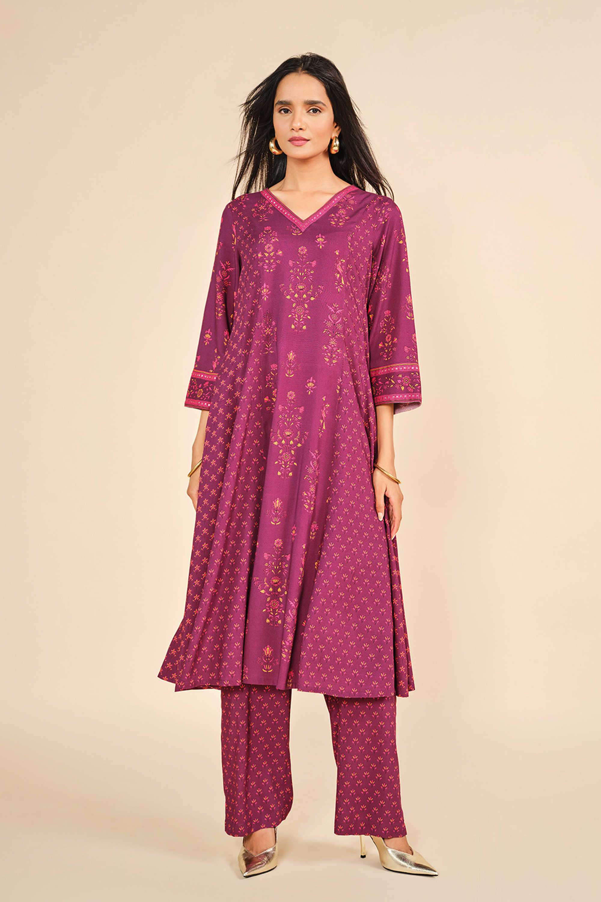 Embroidered-V-Neck-Viscose-Women-Co-Ord-Set