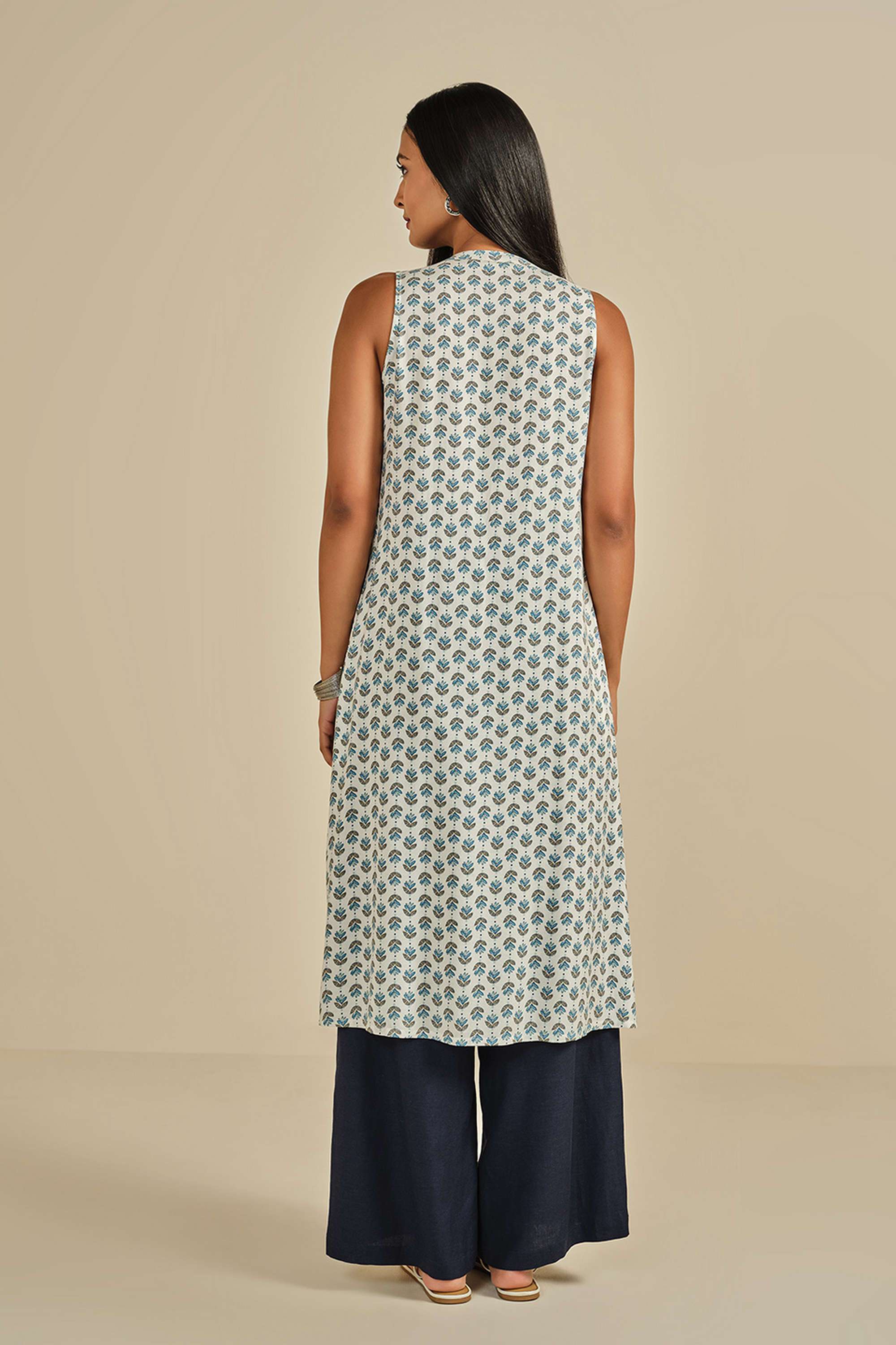 Floral-Modal-V-Neck-Women-s-Kurta