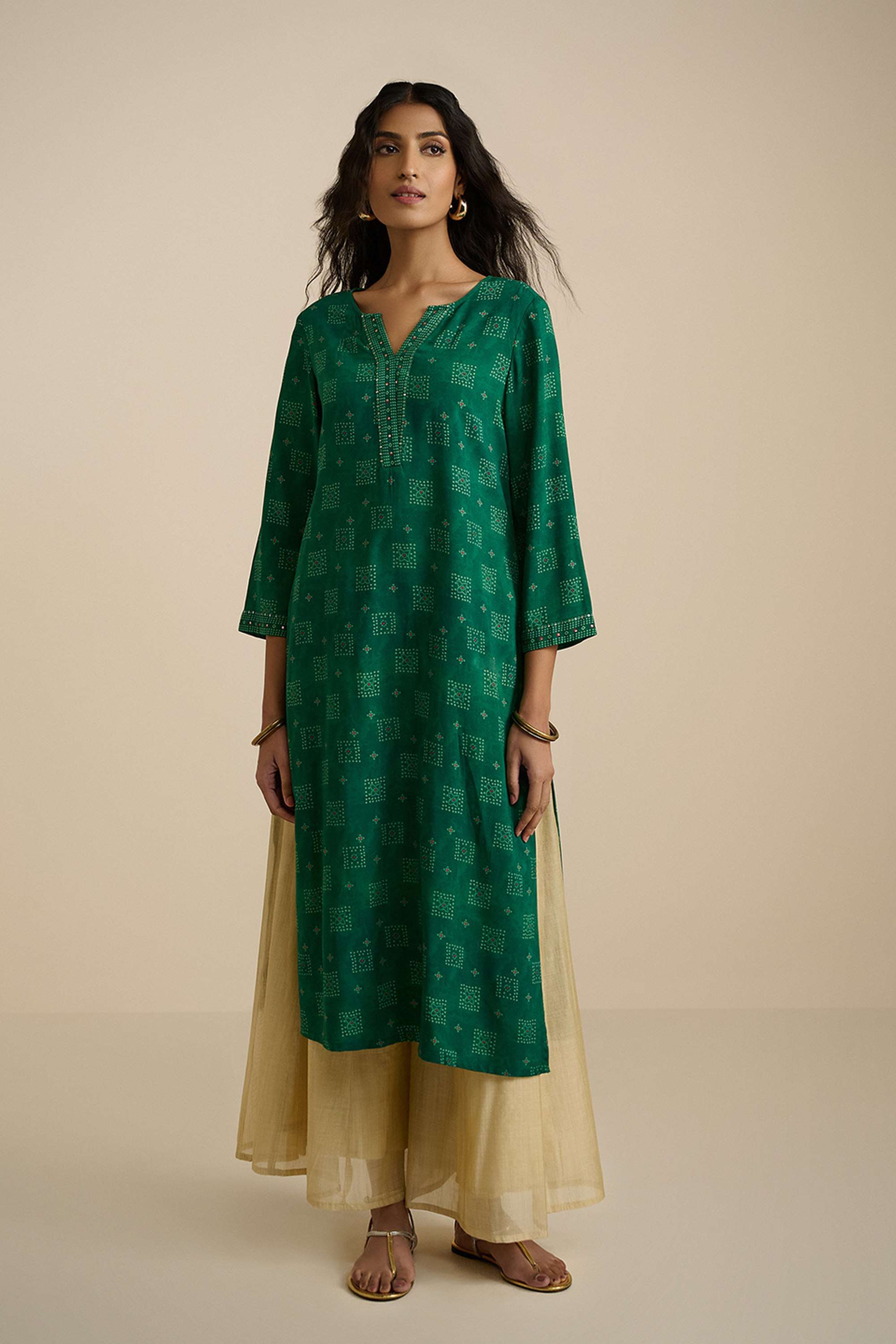 Printed-Viscose-Round-Neck-Women-s-Casual-Wear-Kurta