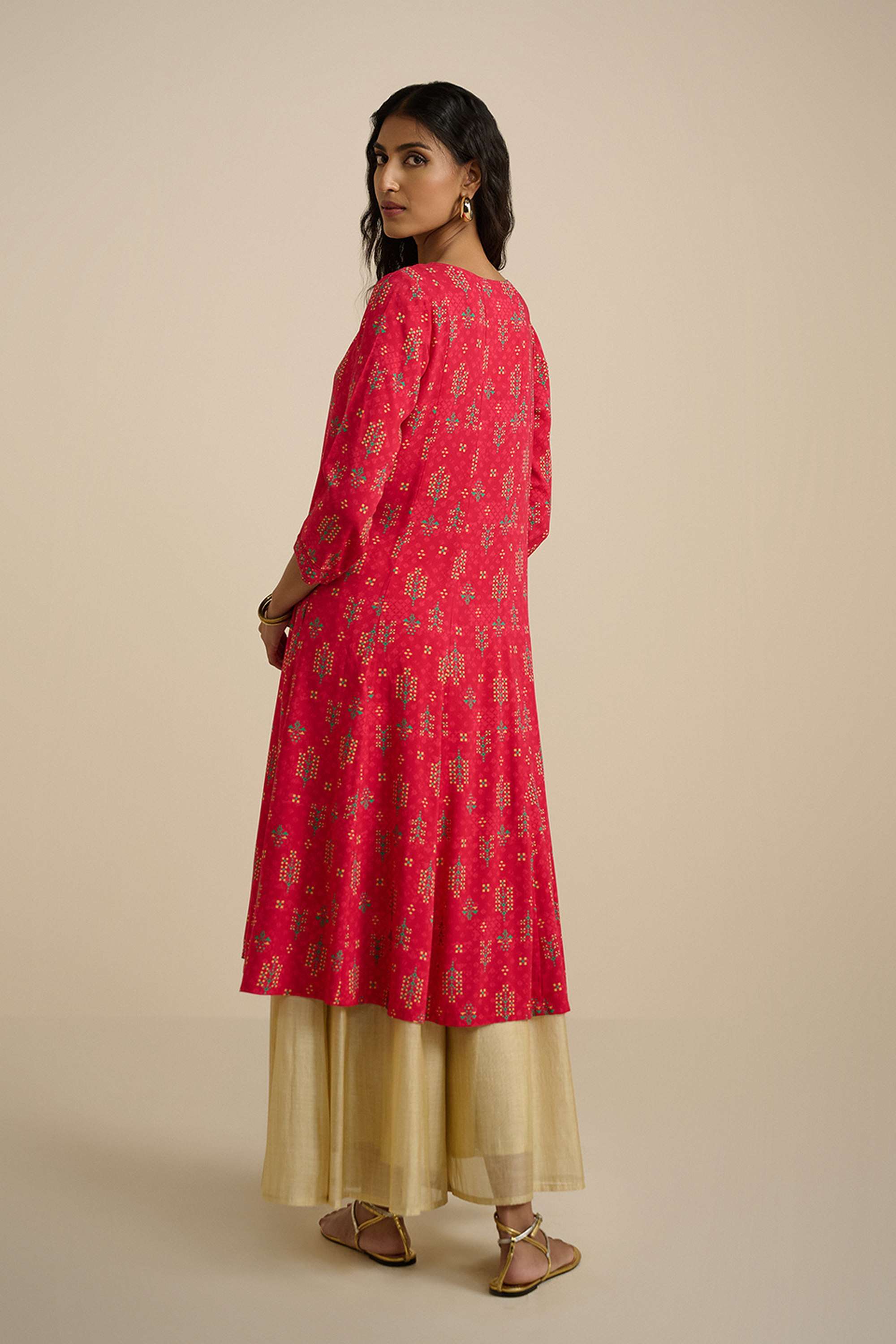 Printed-Viscose-V-Neck-Women-s-Casual-Wear-Kurta