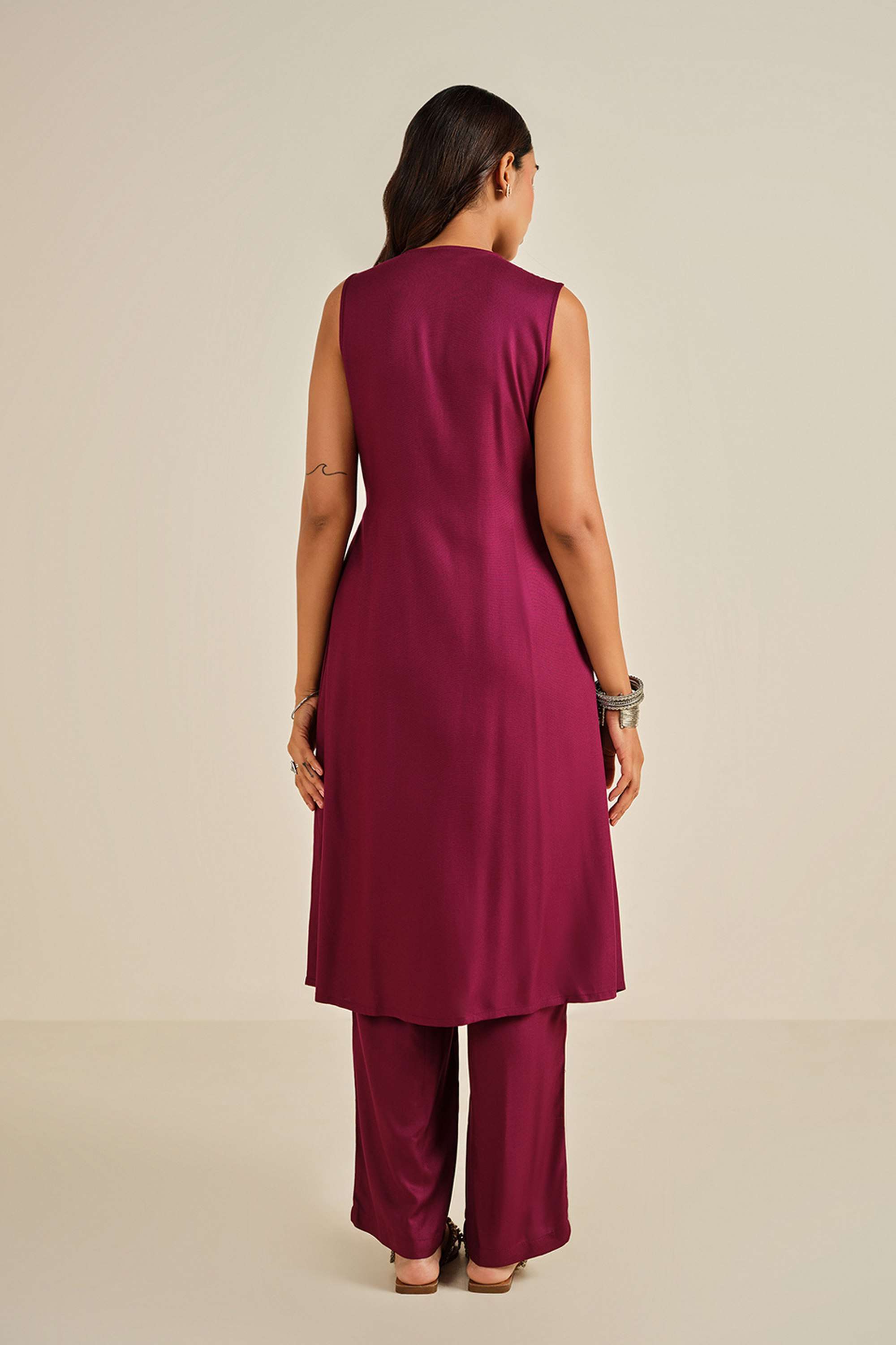 Embroidered-Calf-Length-Viscose-Women-s-Co-Ord-Set