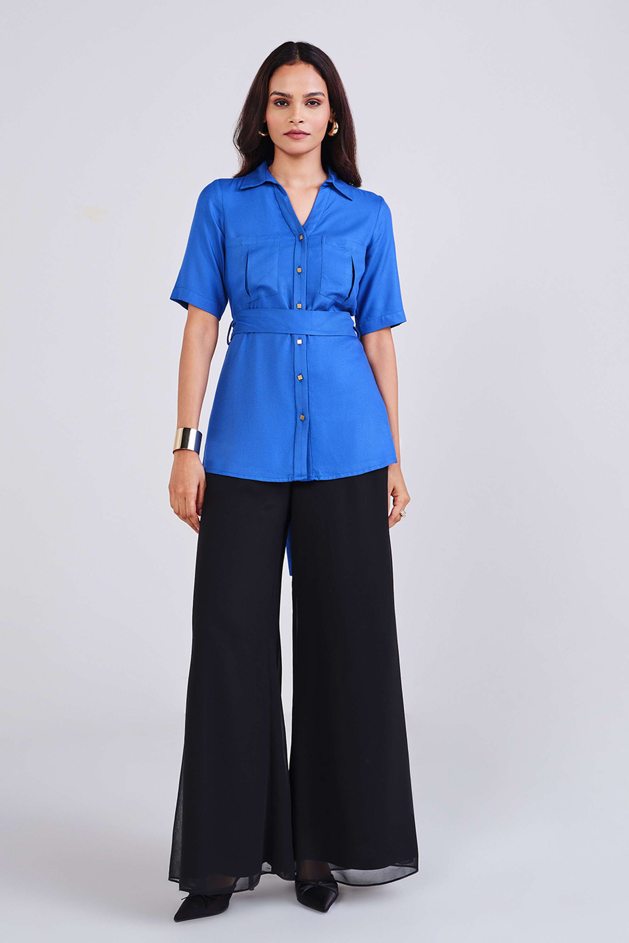 Solid-Polyester-Regular-Fit-Women-s-Shirt