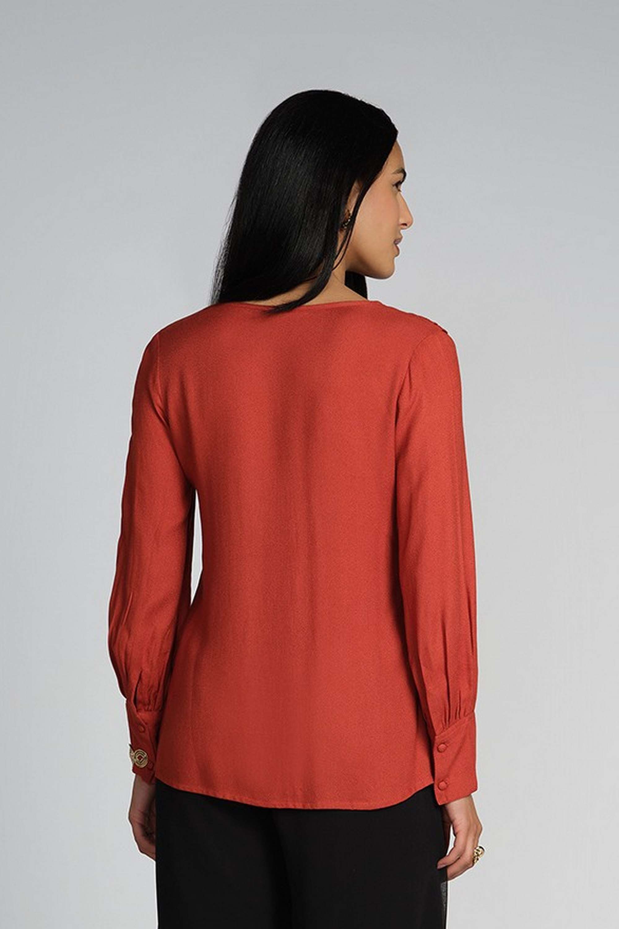 Solid-Viscose-V-Neck-Women-s-Top