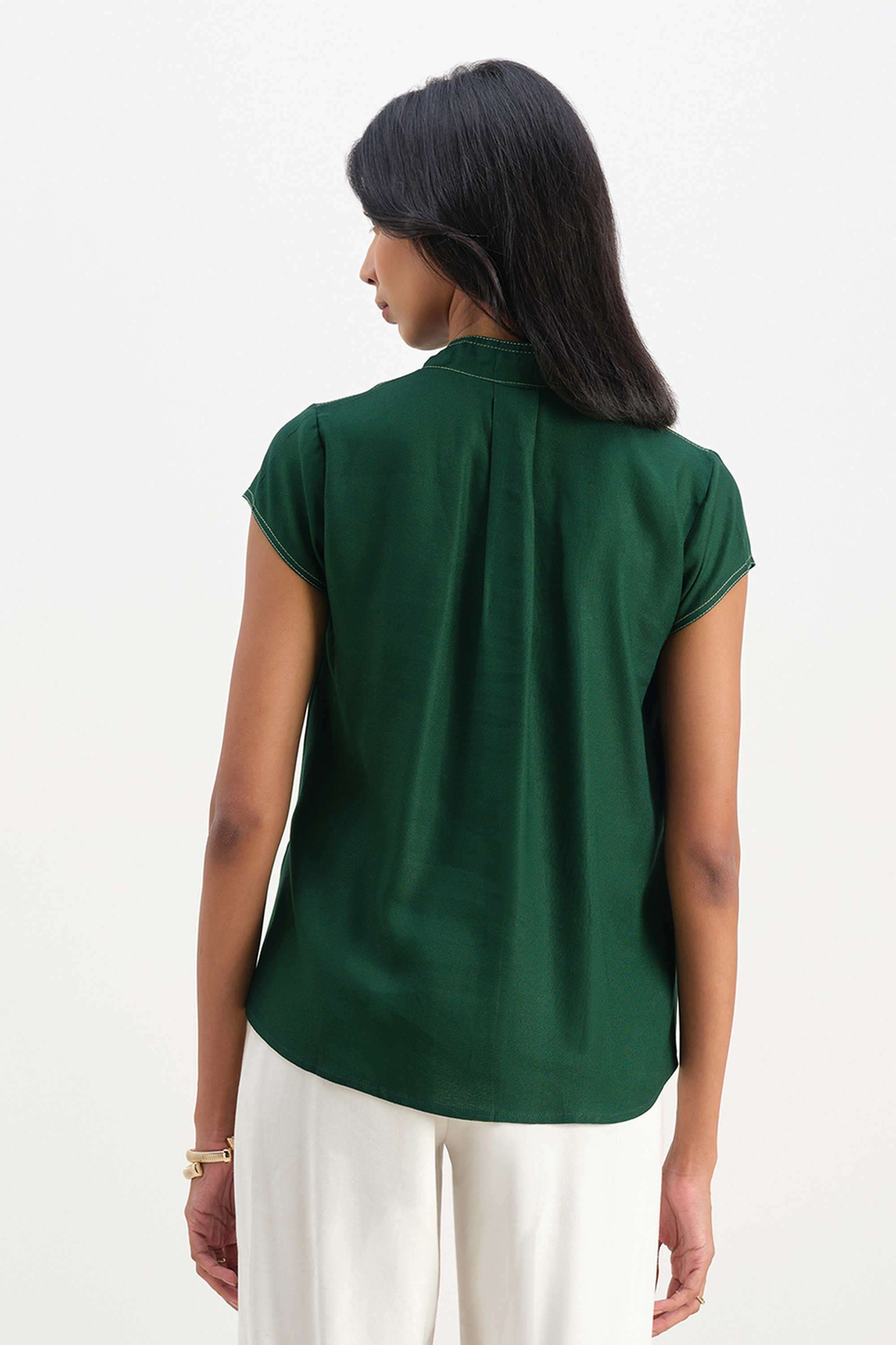 Floral-Viscose-V-Neck-Women-s-Top