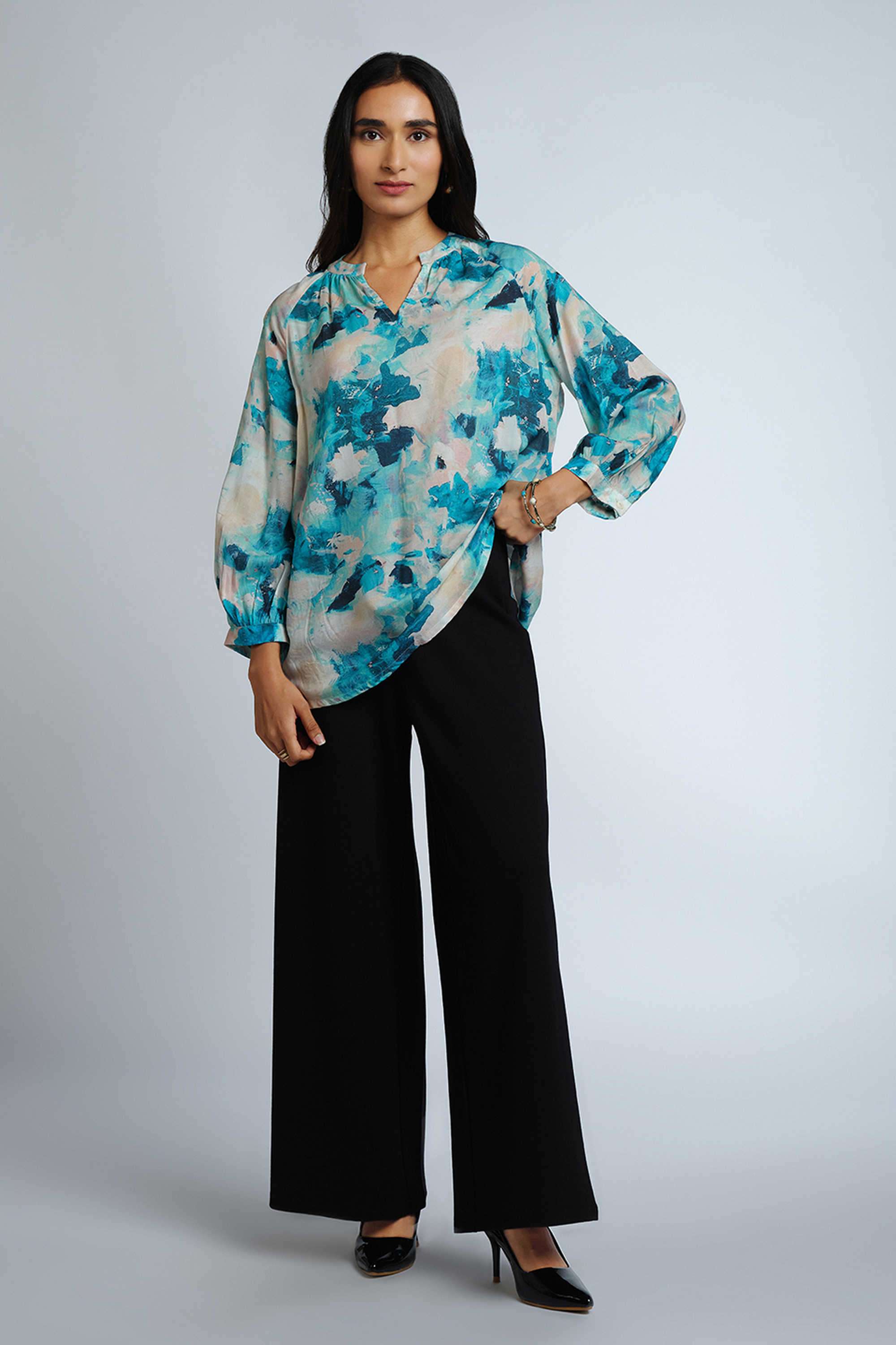 Printed-Modal-V-Neck-Women-s-Top