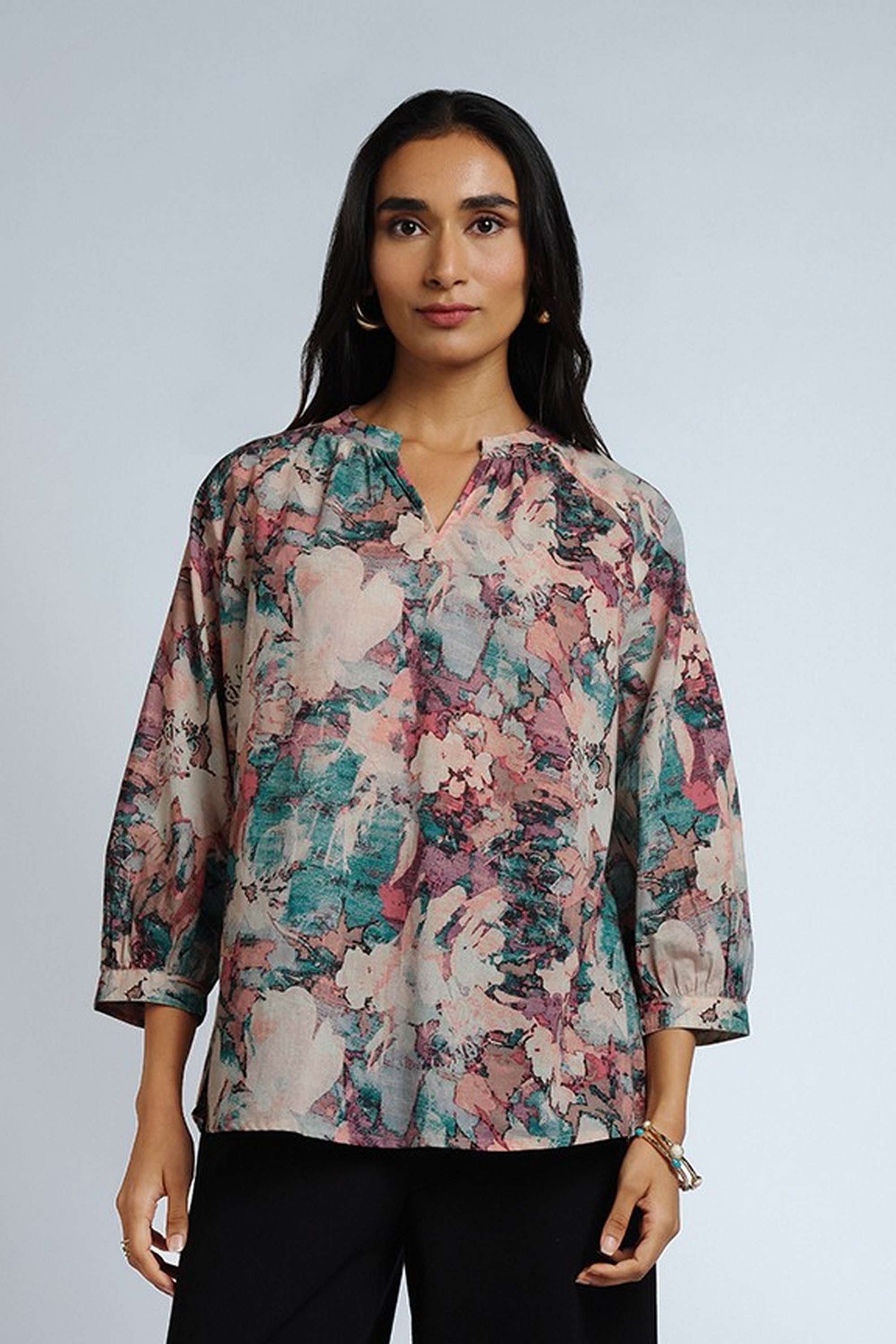 Floral-Viscose-Women-s-Top