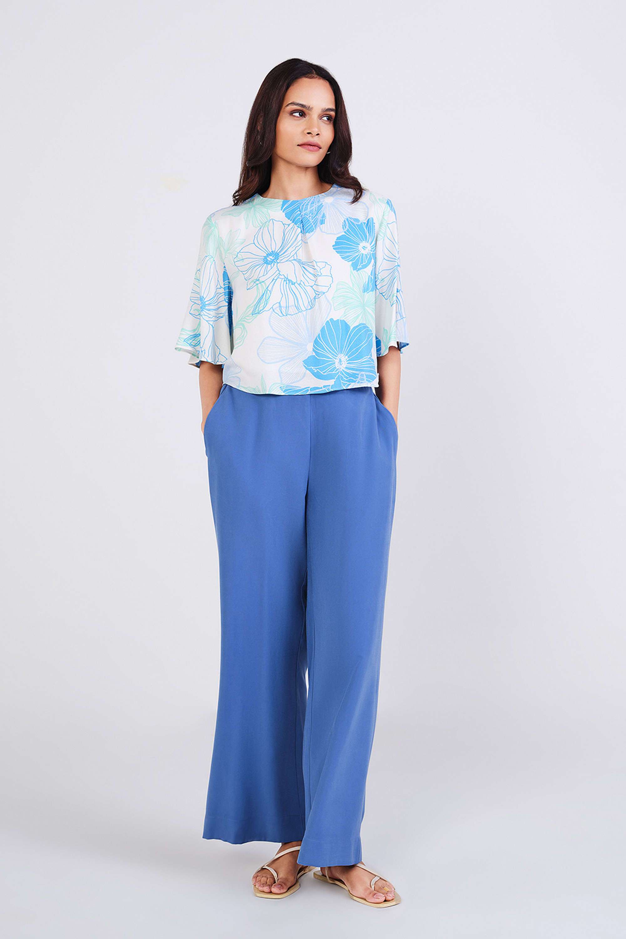 Floral-Viscose-Round-Neck-Women-s-Top