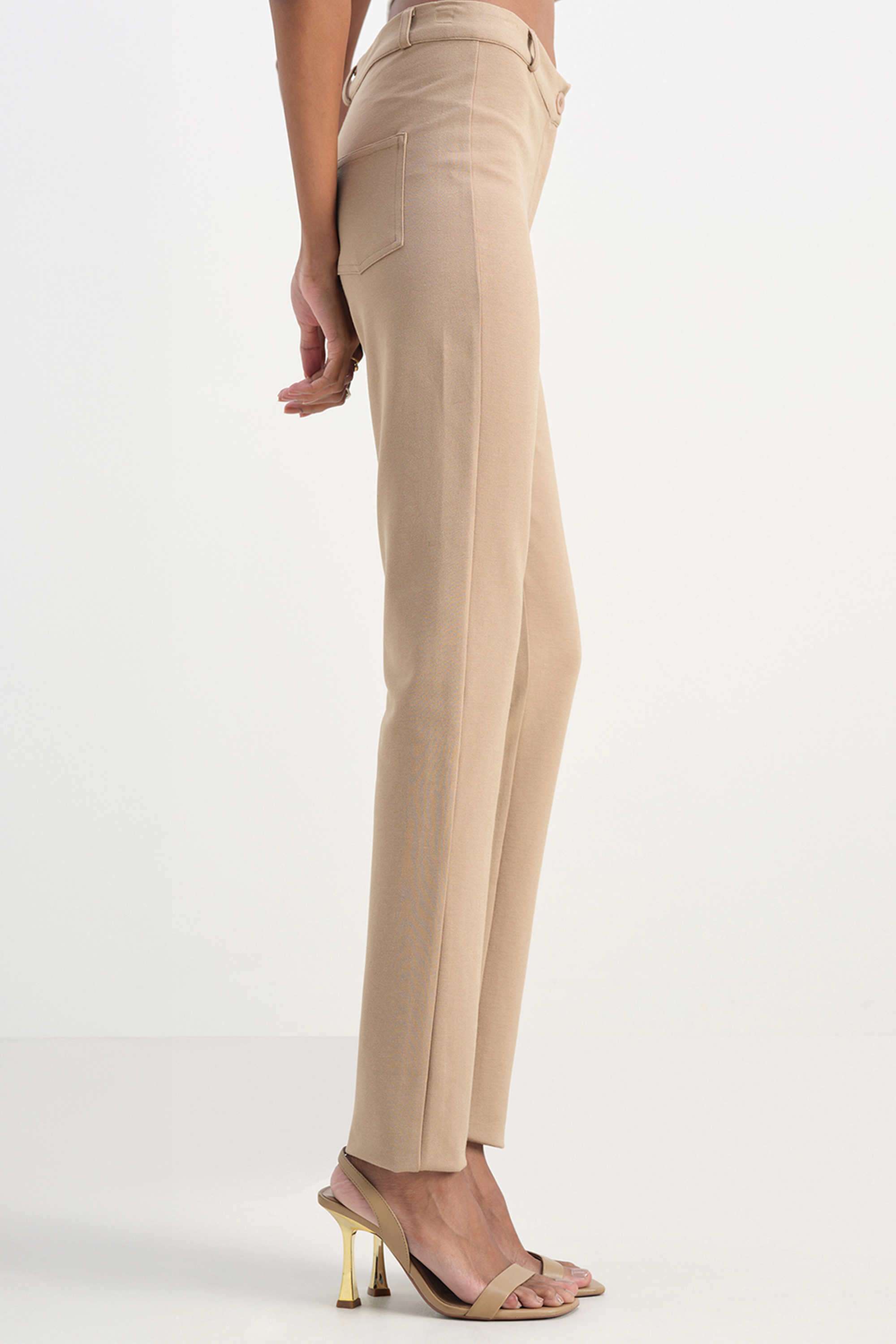 Buy AND Beige Solid Straight Fit Blended Fabric Women's Festive Wear  Trousers | Shoppers Stop