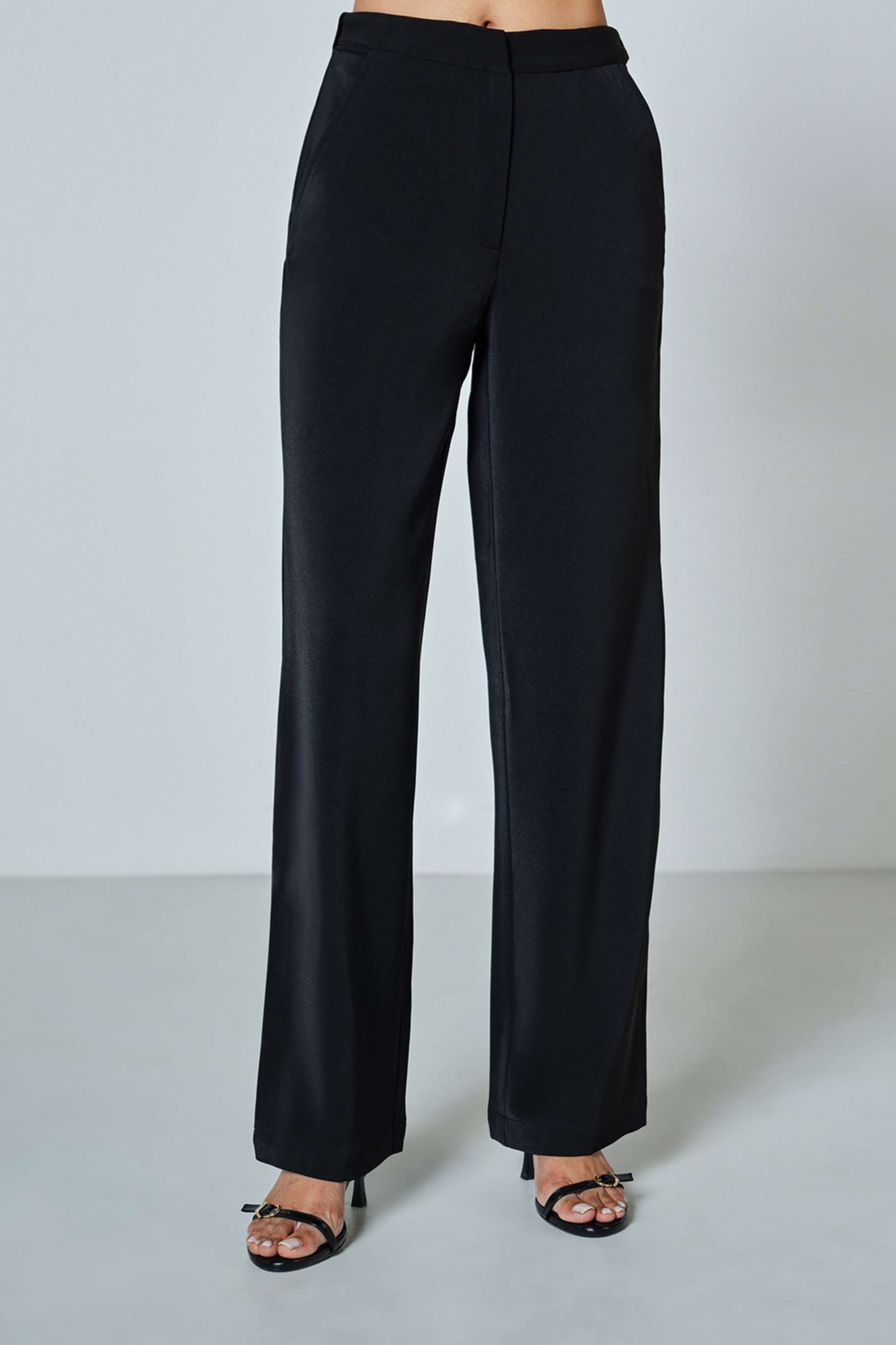Solid-Straight-Fit-Polyester-Women-s-Formal-Wear-Pants