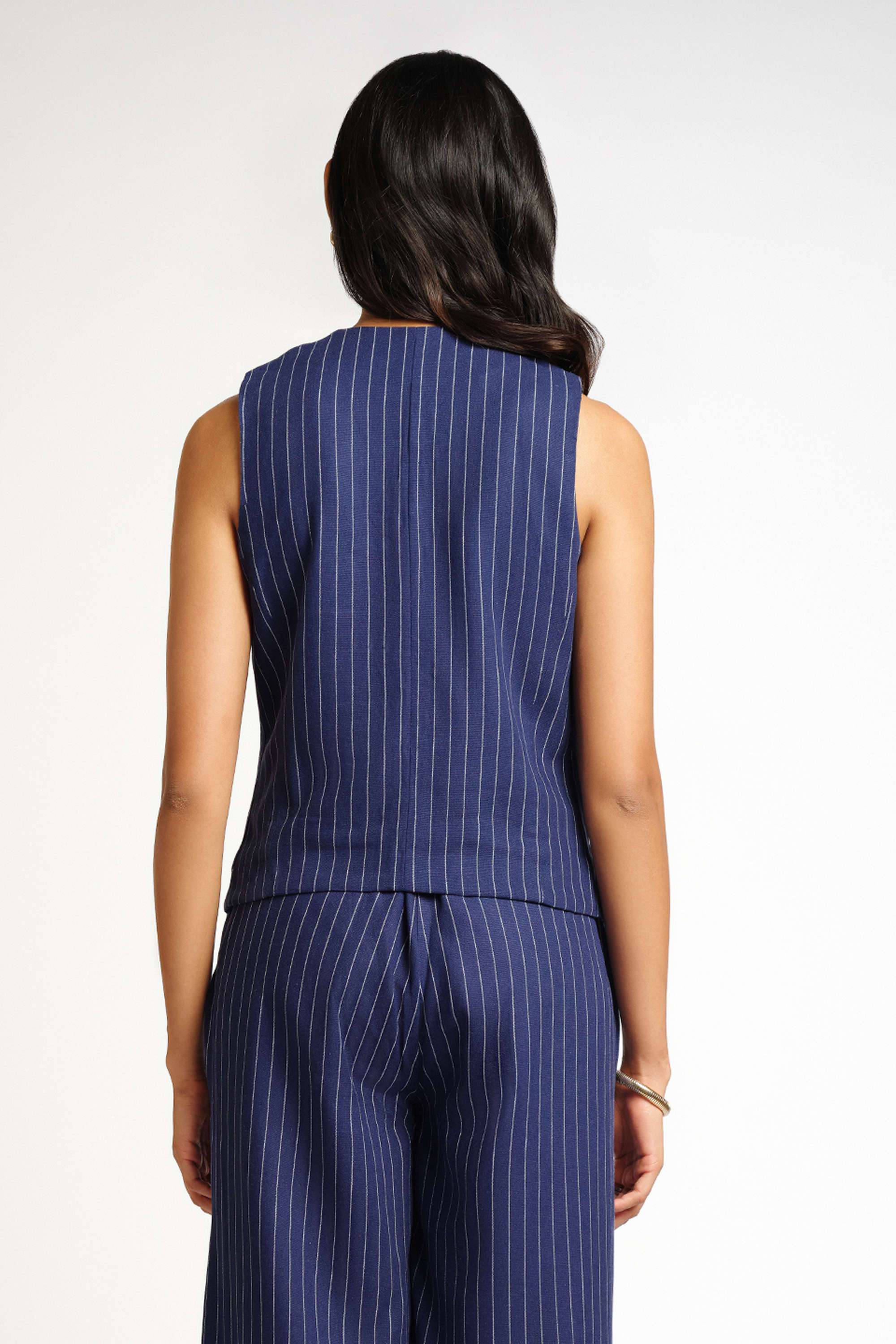 Stripes-Viscose-V-Neck-Women-s-Co-Ord-Set