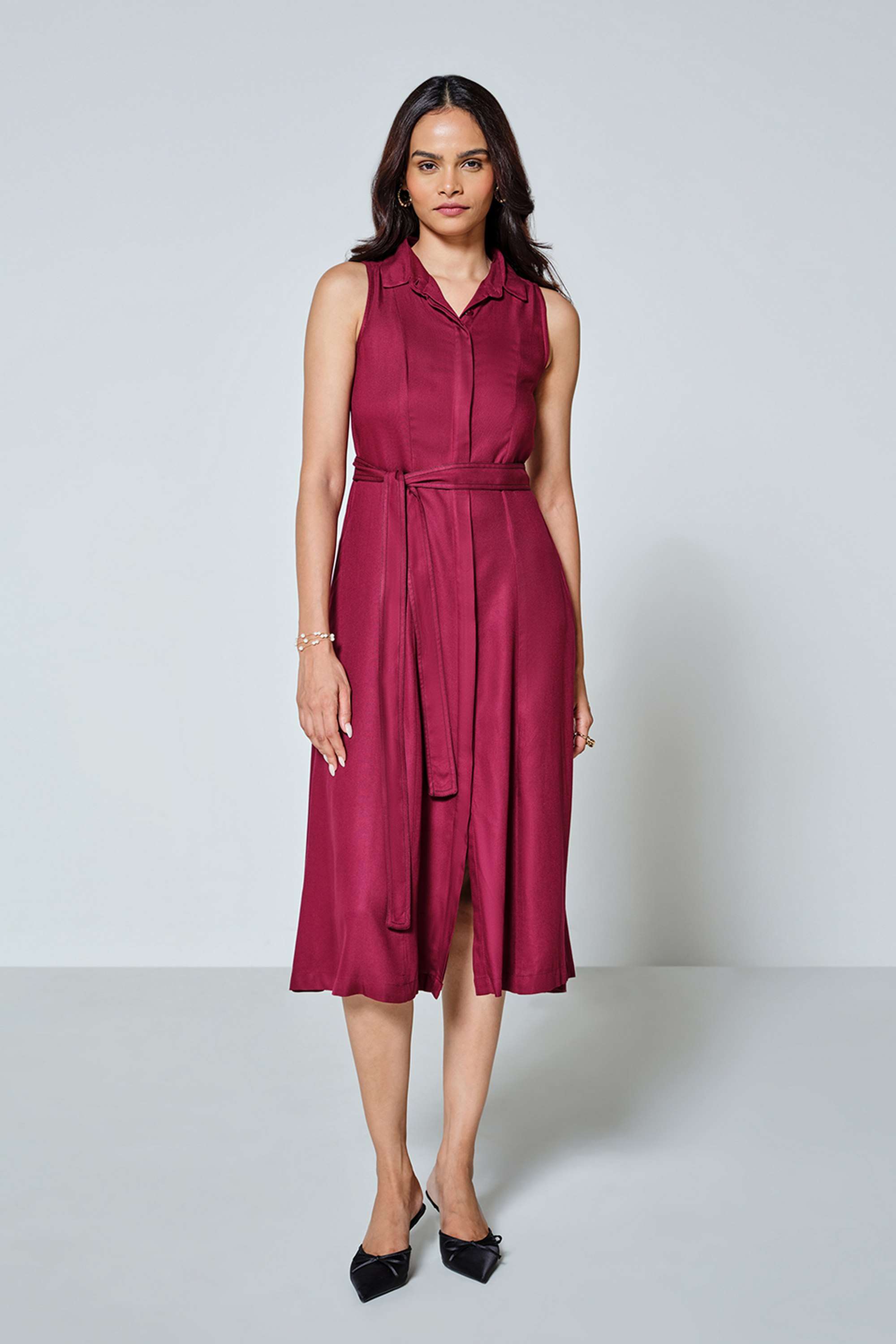 Solid-Viscose-Women-s-Calf-Length-Dress