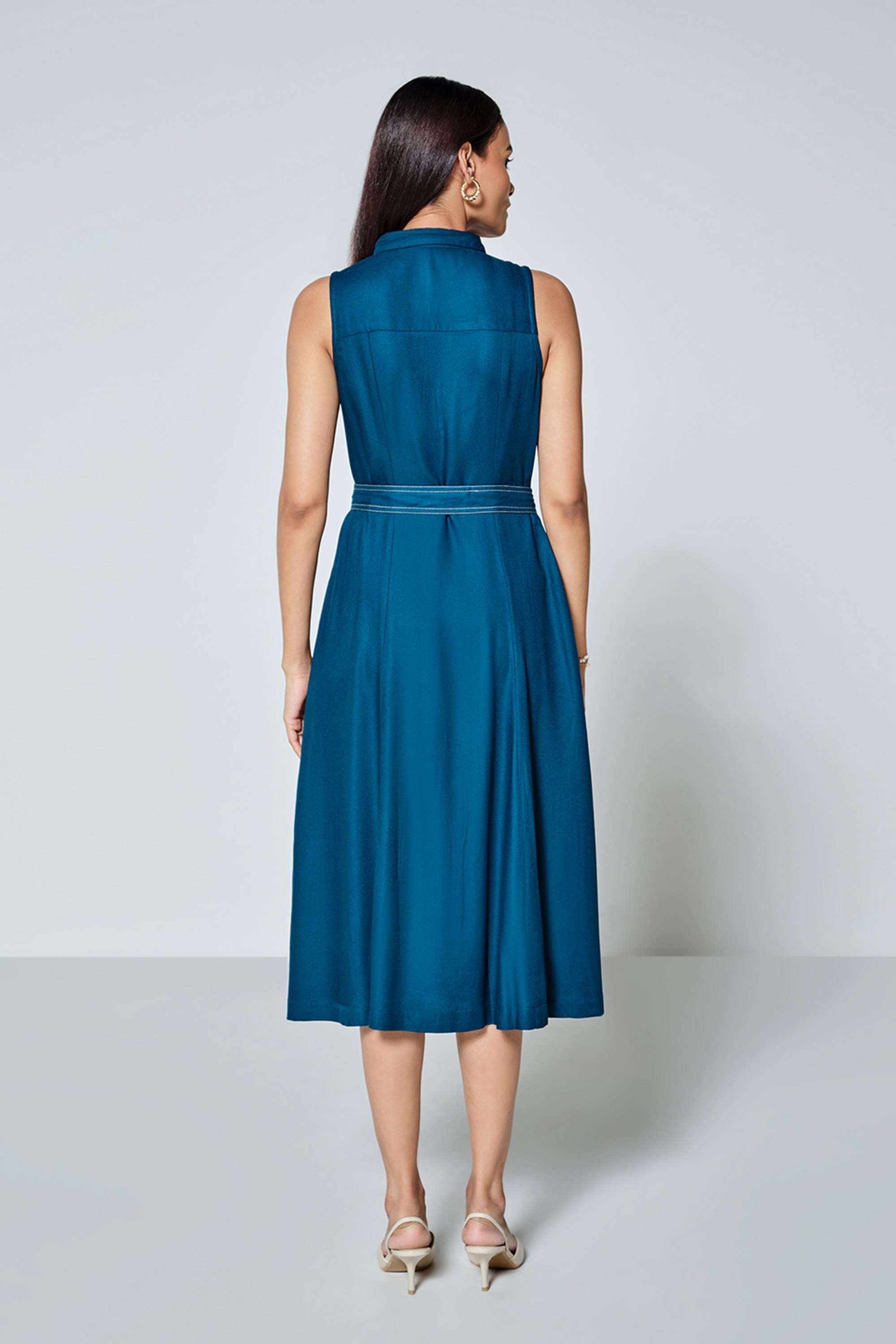 Solid-Viscose-Women-s-Calf-Length-Dress